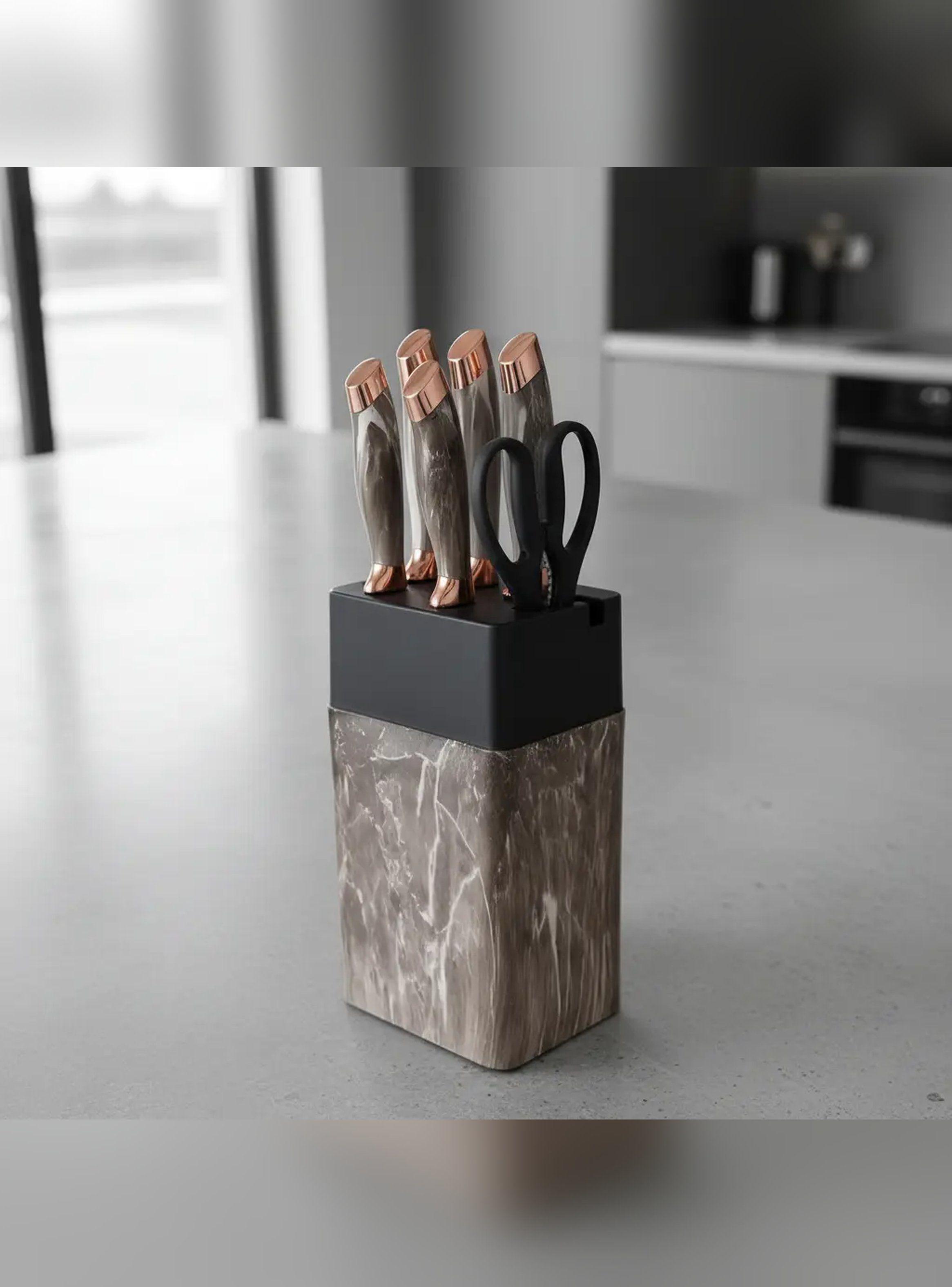 Set de Cuchillos de Cocina Marble Lux Con Base Rectangular-6