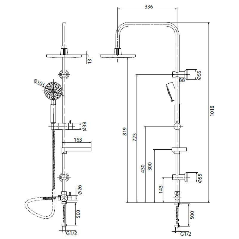 Columna De Ducha Grifo Plato Llave Modelo Venti Cromo-4