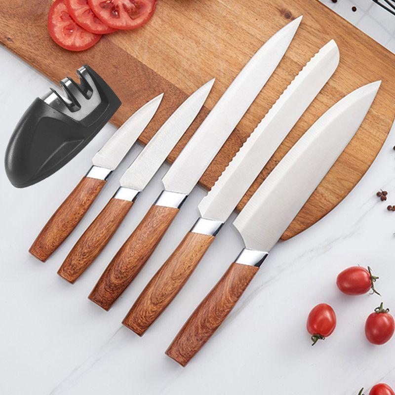 Set Cuchillos Premium De 6 Piezas Con Bloque Diseño Madera-2