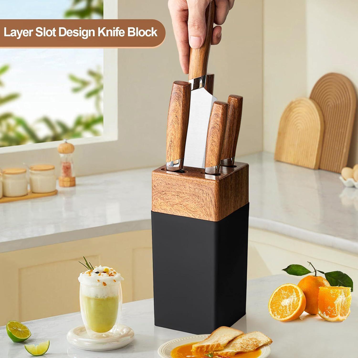 Set Cuchillos Premium De 6 Piezas Con Bloque Diseño Madera-3