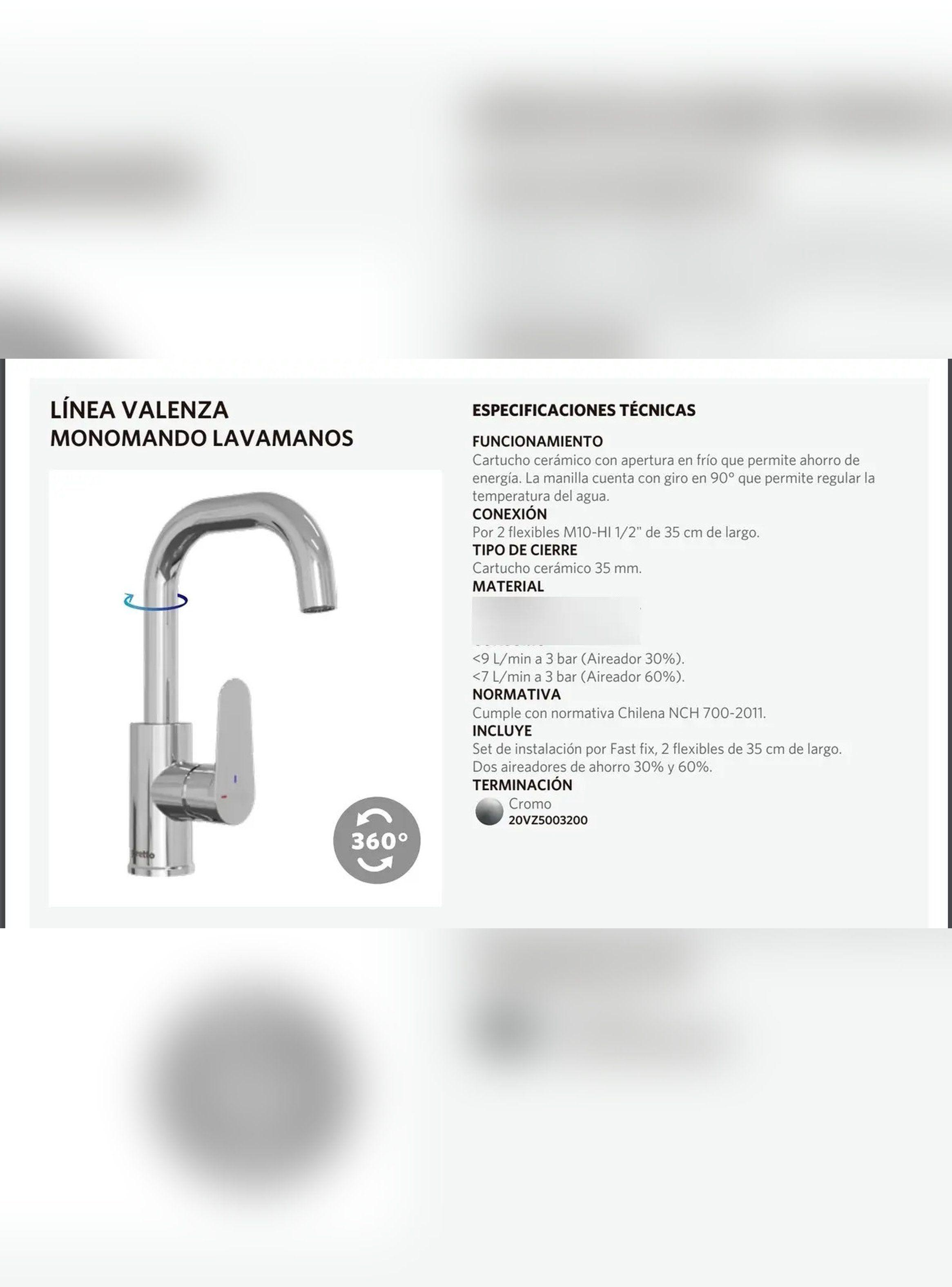 Monomando Llave Grifo Lavamanos 20Vz5003200 Stretto-3