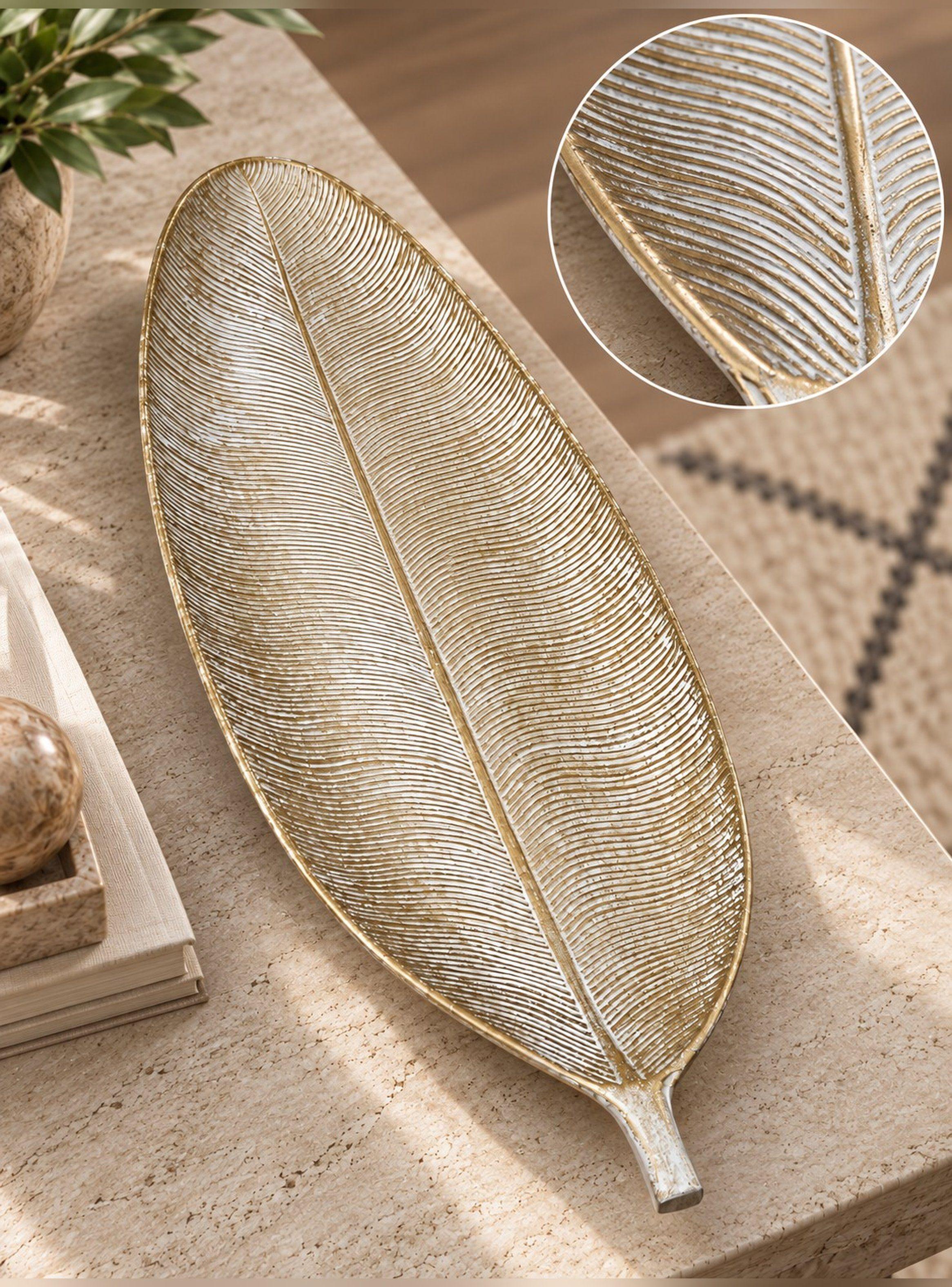 Bandeja Decorativa Forma De Hoja Estilo Moderno 59 cm-1