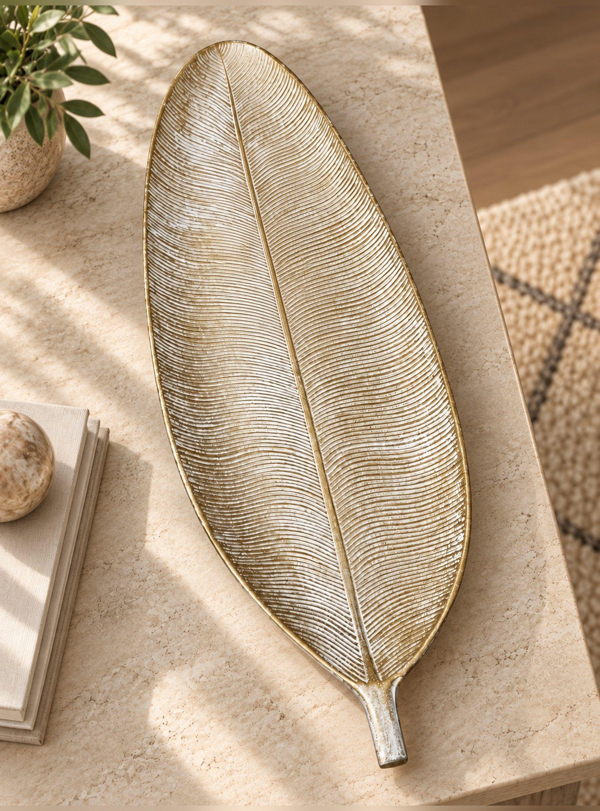 Bandeja Decorativa Forma De Hoja Estilo Moderno 59 cm-2