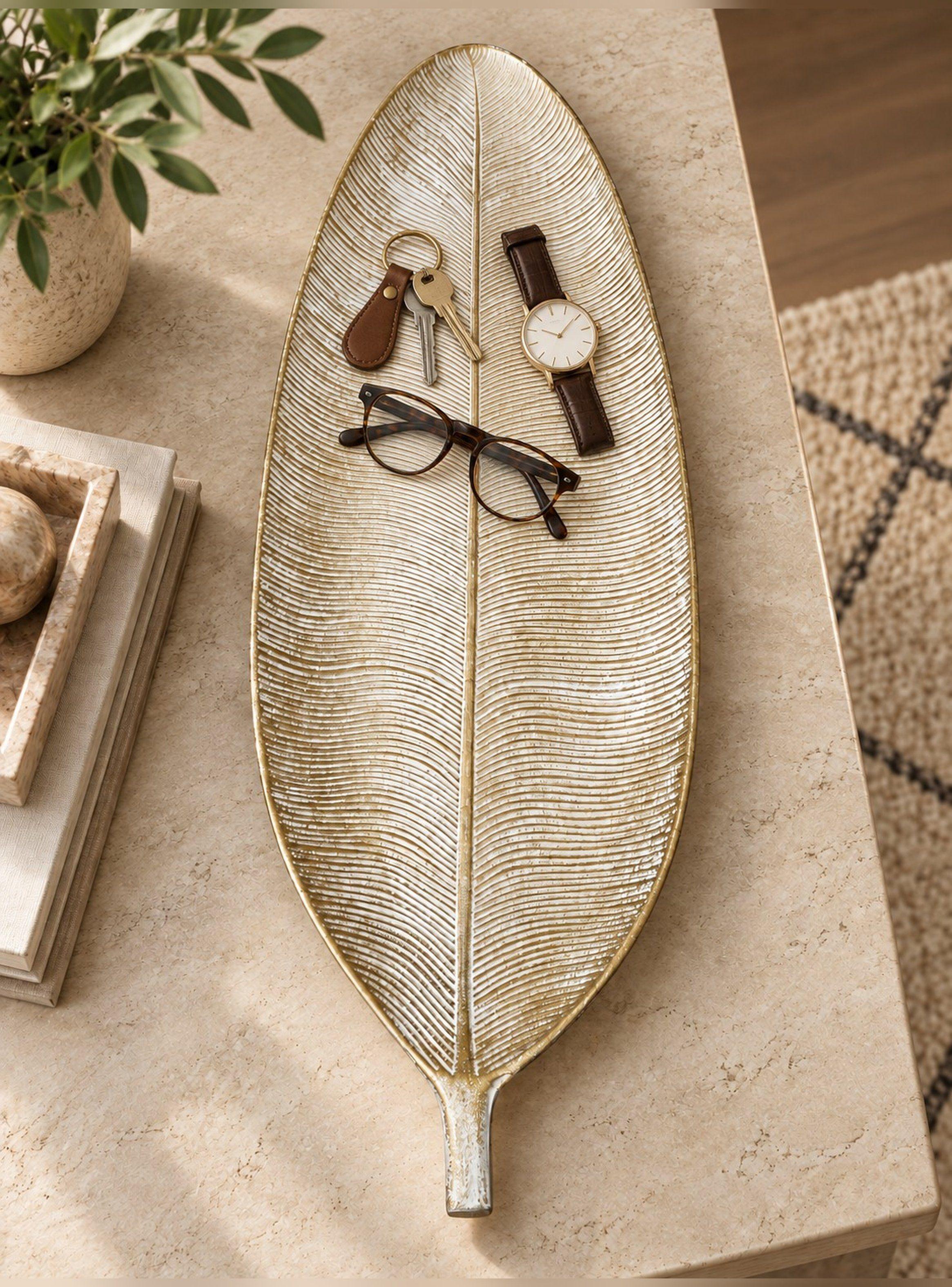 Bandeja Decorativa Forma De Hoja Estilo Moderno 59 cm-6