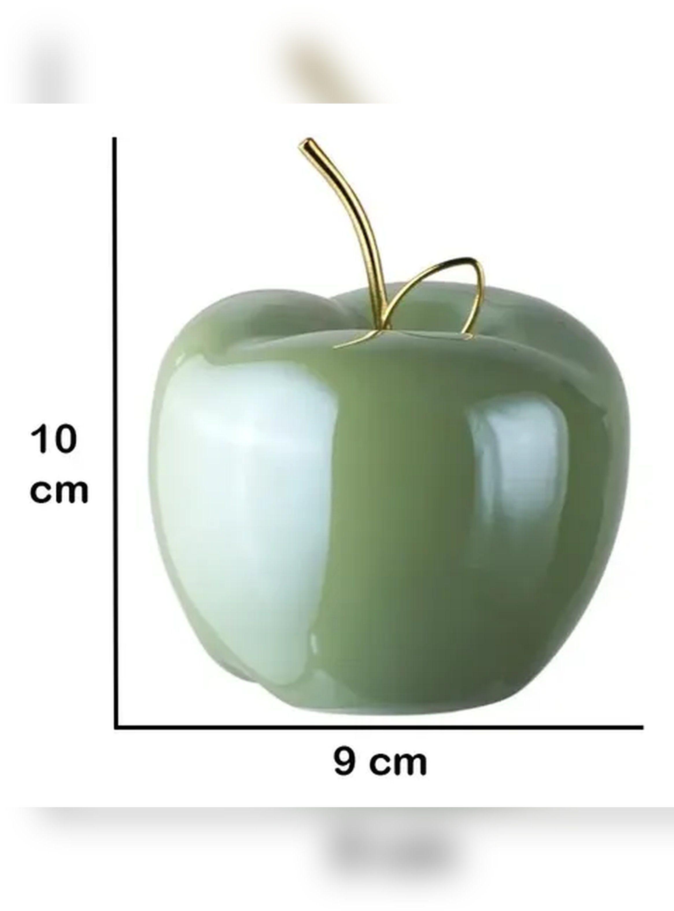 Manzana Decorativa Cerámica Verde para Hogar Centro de Mesa-3