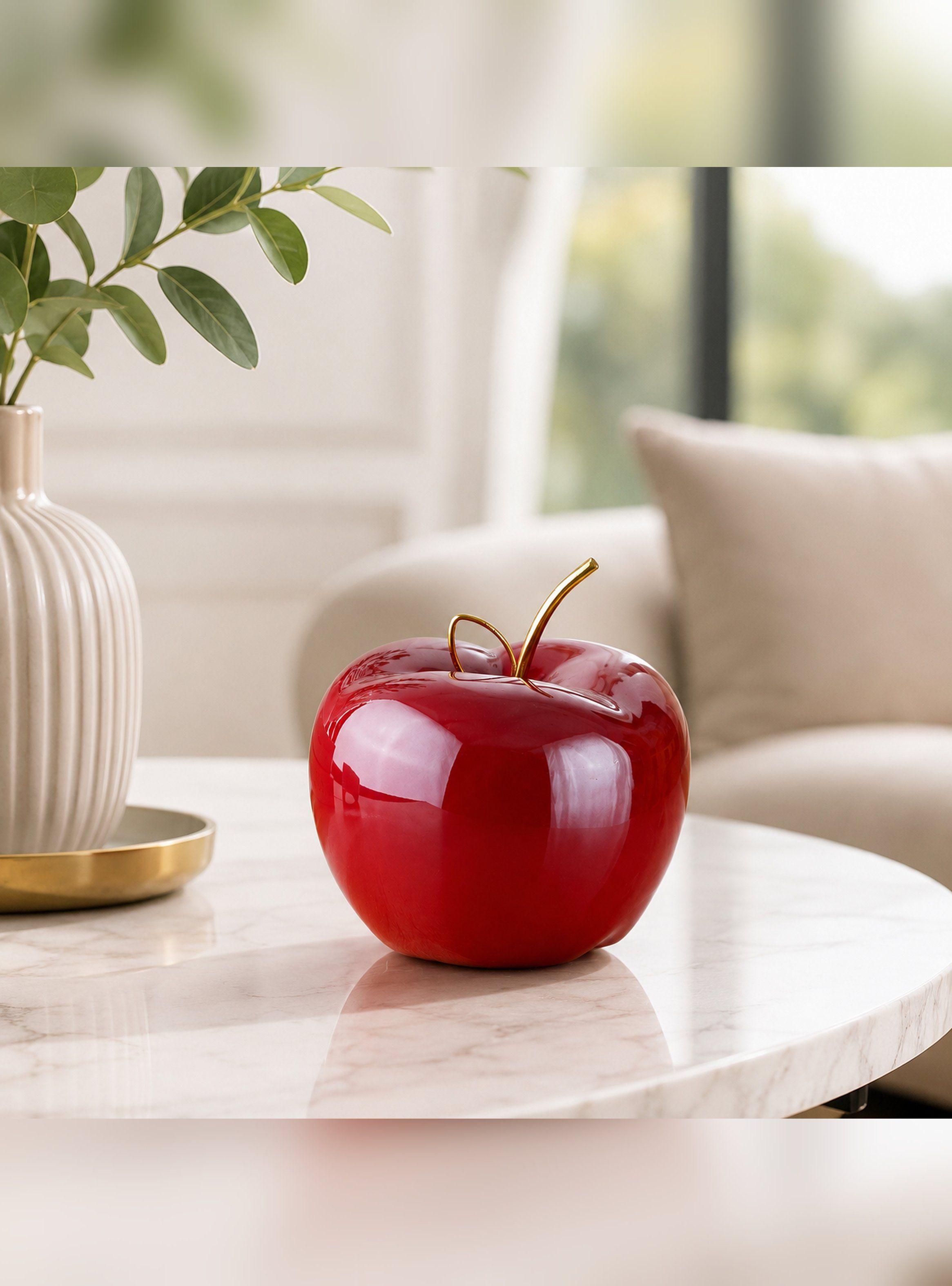 Manzana Decorativa Cerámica Verde para Hogar Centro de Mesa-0