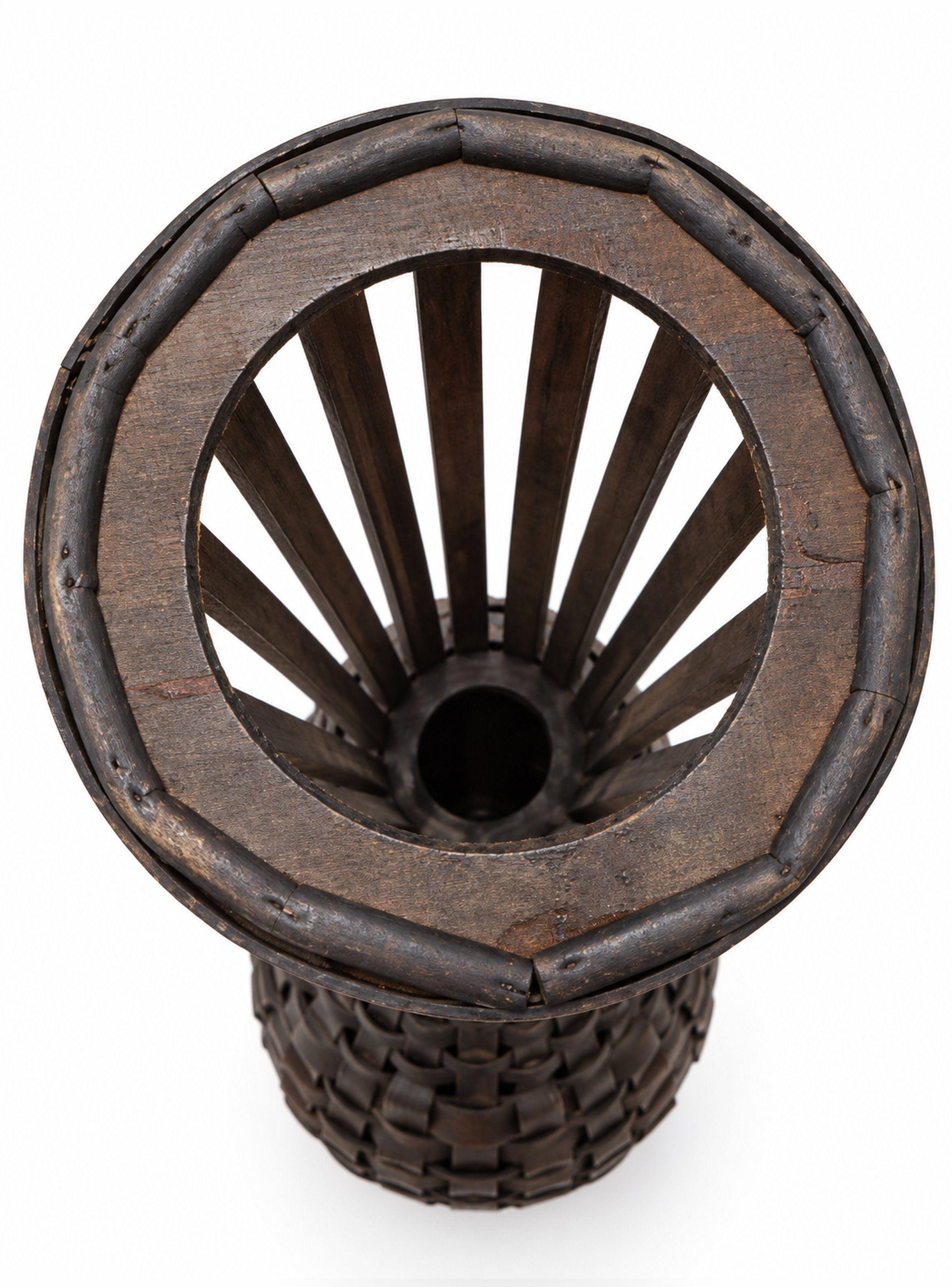 Florero Decorativo de Bambú Calado 60 cm Jarrón Alto Marrón-4