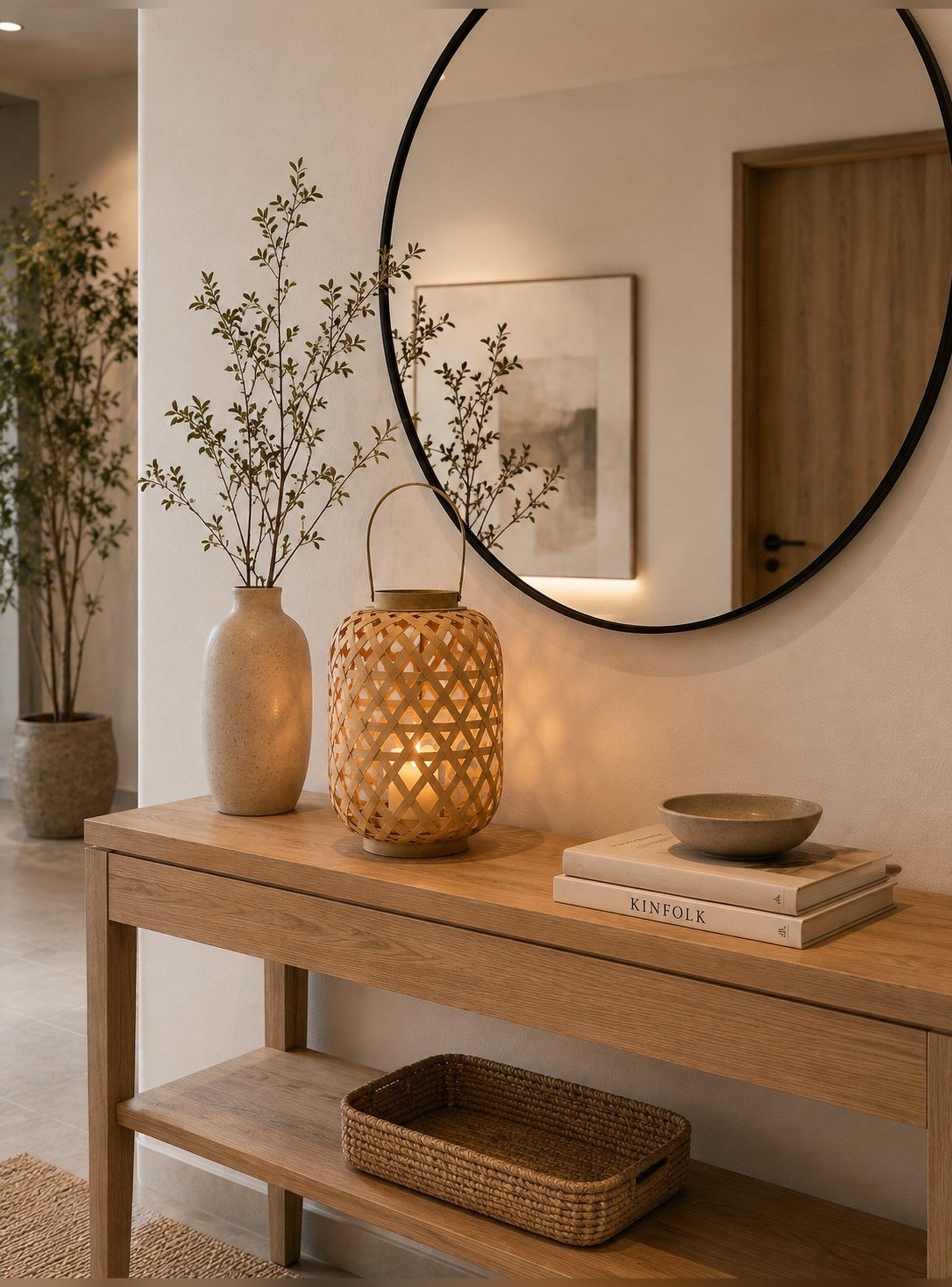 Farol Decorativo Cilíndrico Bambú Asa y Porta Velas 25 cm-6