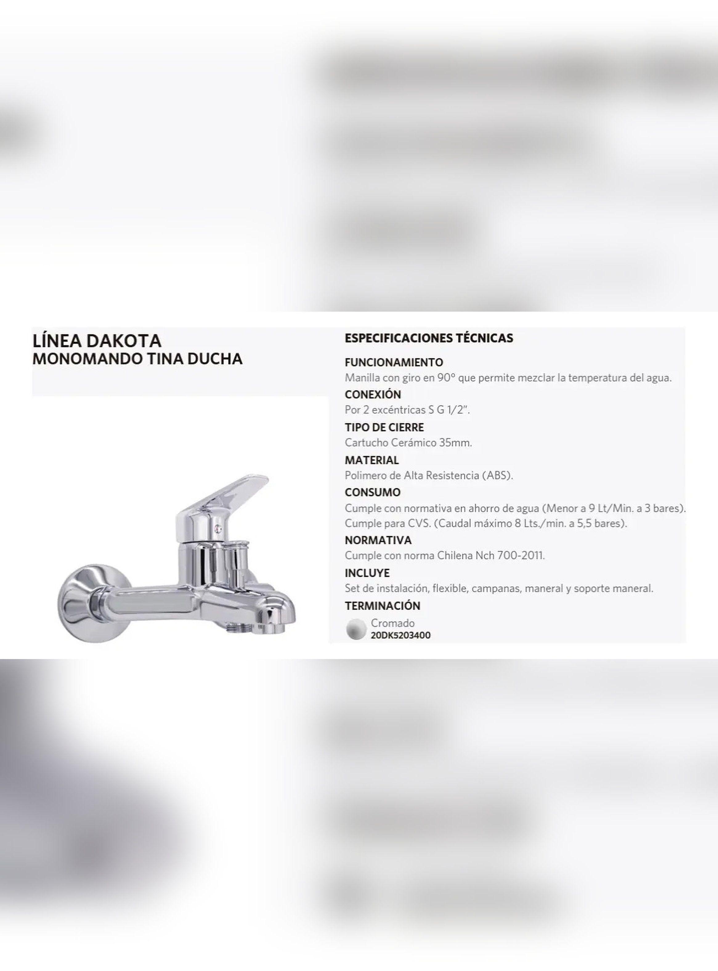 Monomando Llave Grifo Para Tina Stretto Modelo Dakota-6