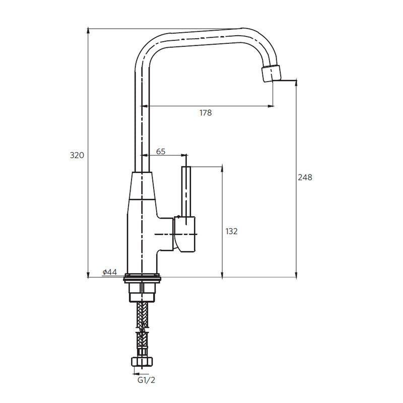 Monomando Grifo Llave Vertical Lavaplatos Fregadero-2