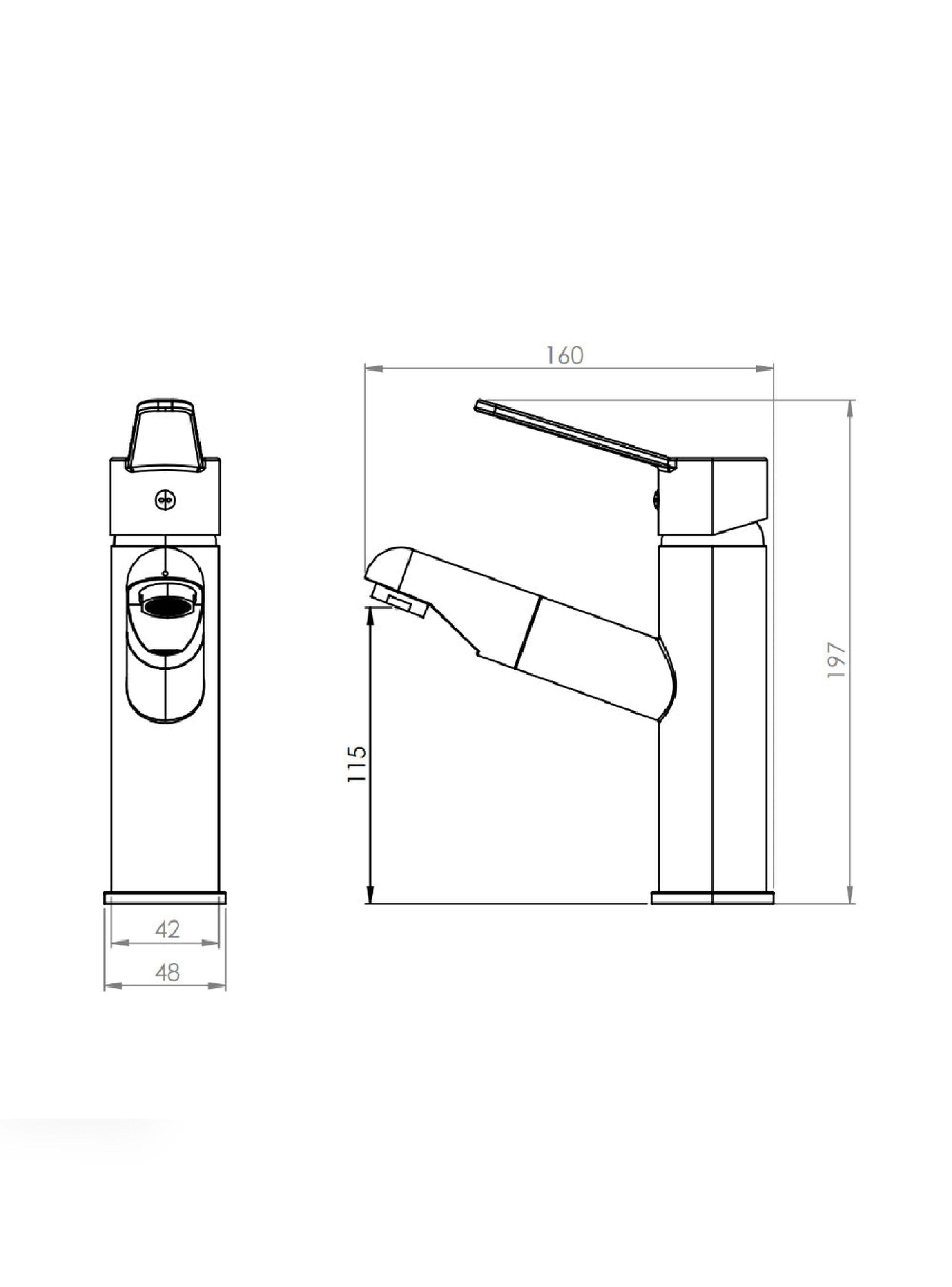 Monomando Llave Grifo Extraíble de Lavamanos Brescia Stretto-5