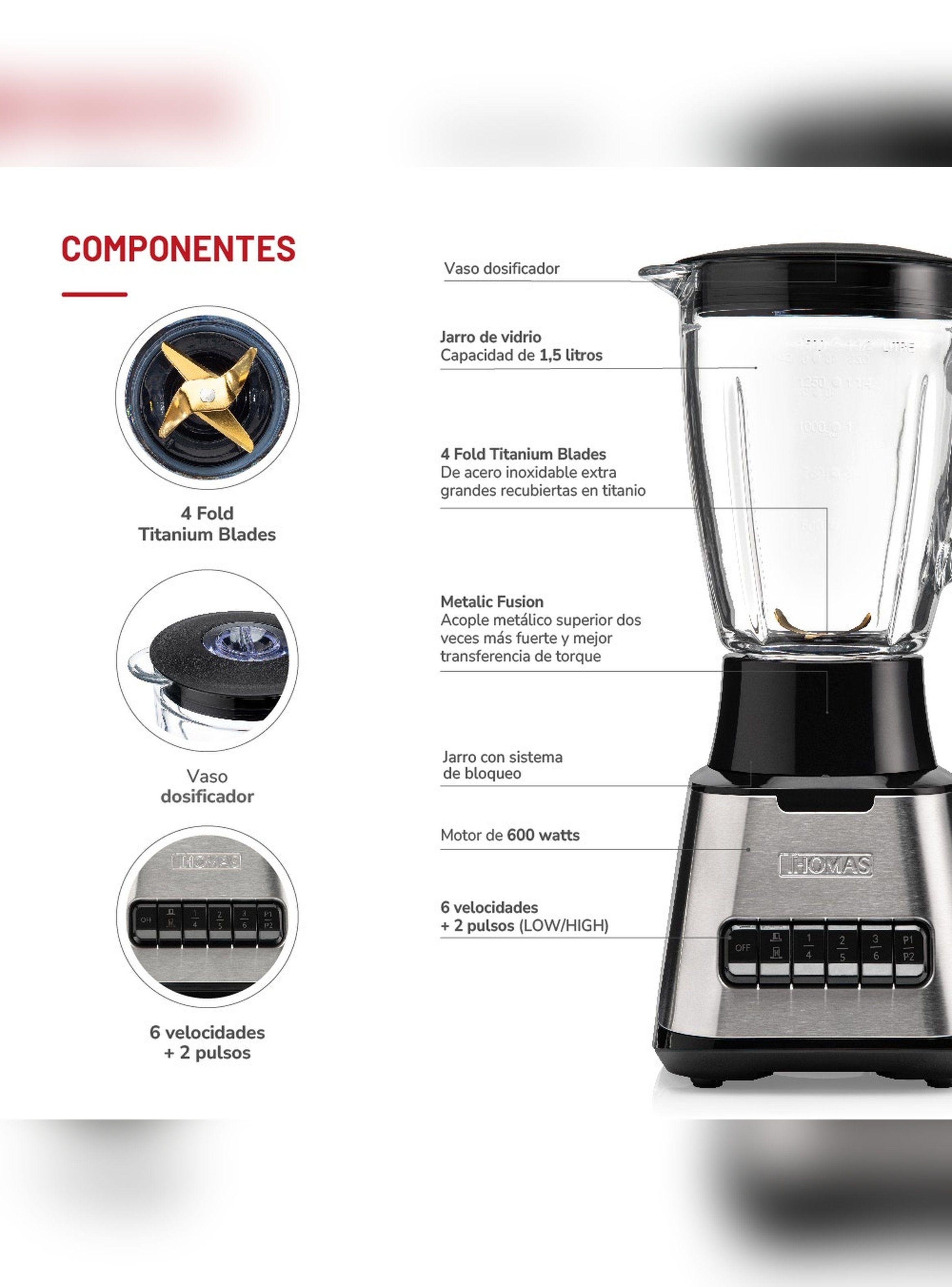 Licuadora Thomas TH-410Vi 1,5 L 600W Juguera Vidrio Gris-4