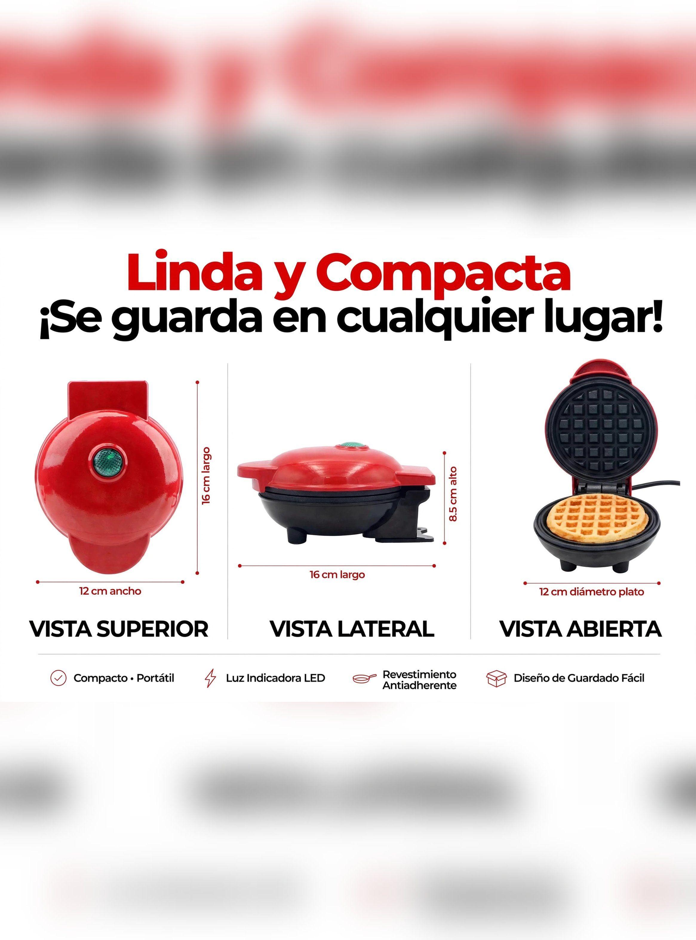 Mini Máquina Waflera Eléctrica 350w Antiadherente Color Rojo-6