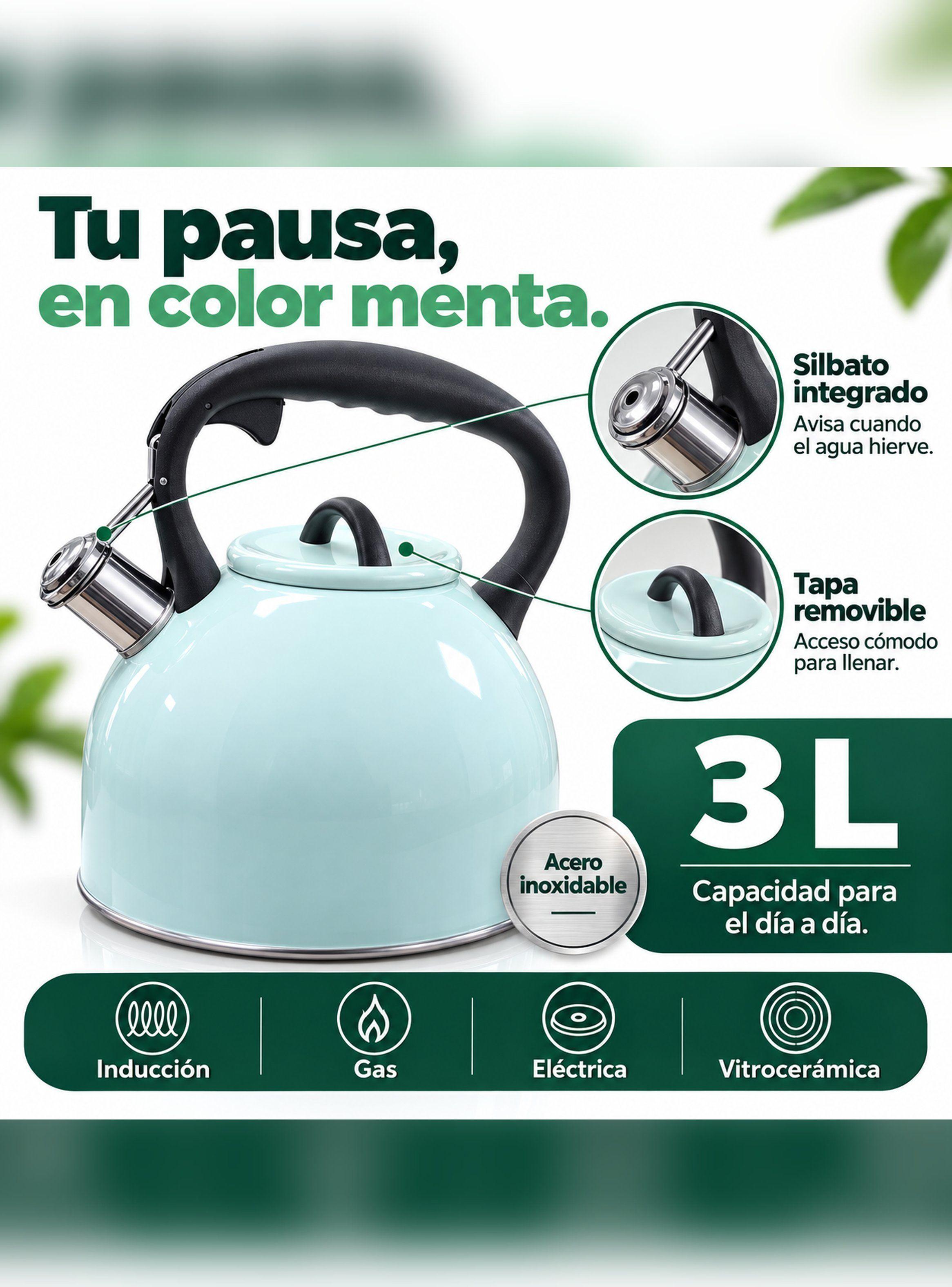 Tetera Wens Selene 3 Litros Silbato Acero Inoxidable Menta-4