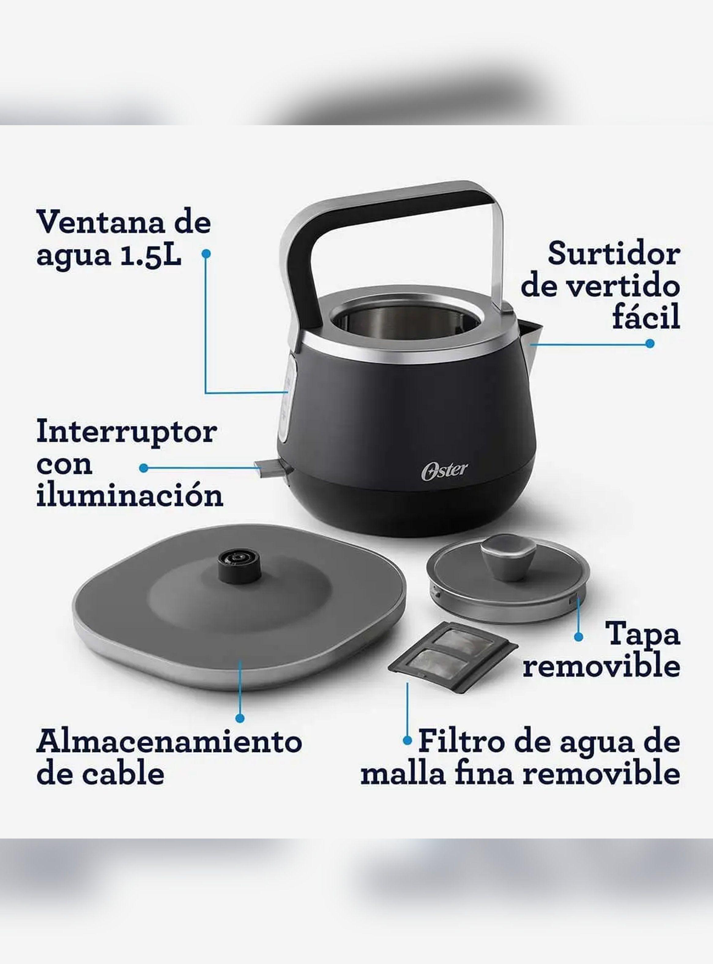 Tetera Hervidor Eléctrico Oster 1.5 Litros 1850W Negro-5