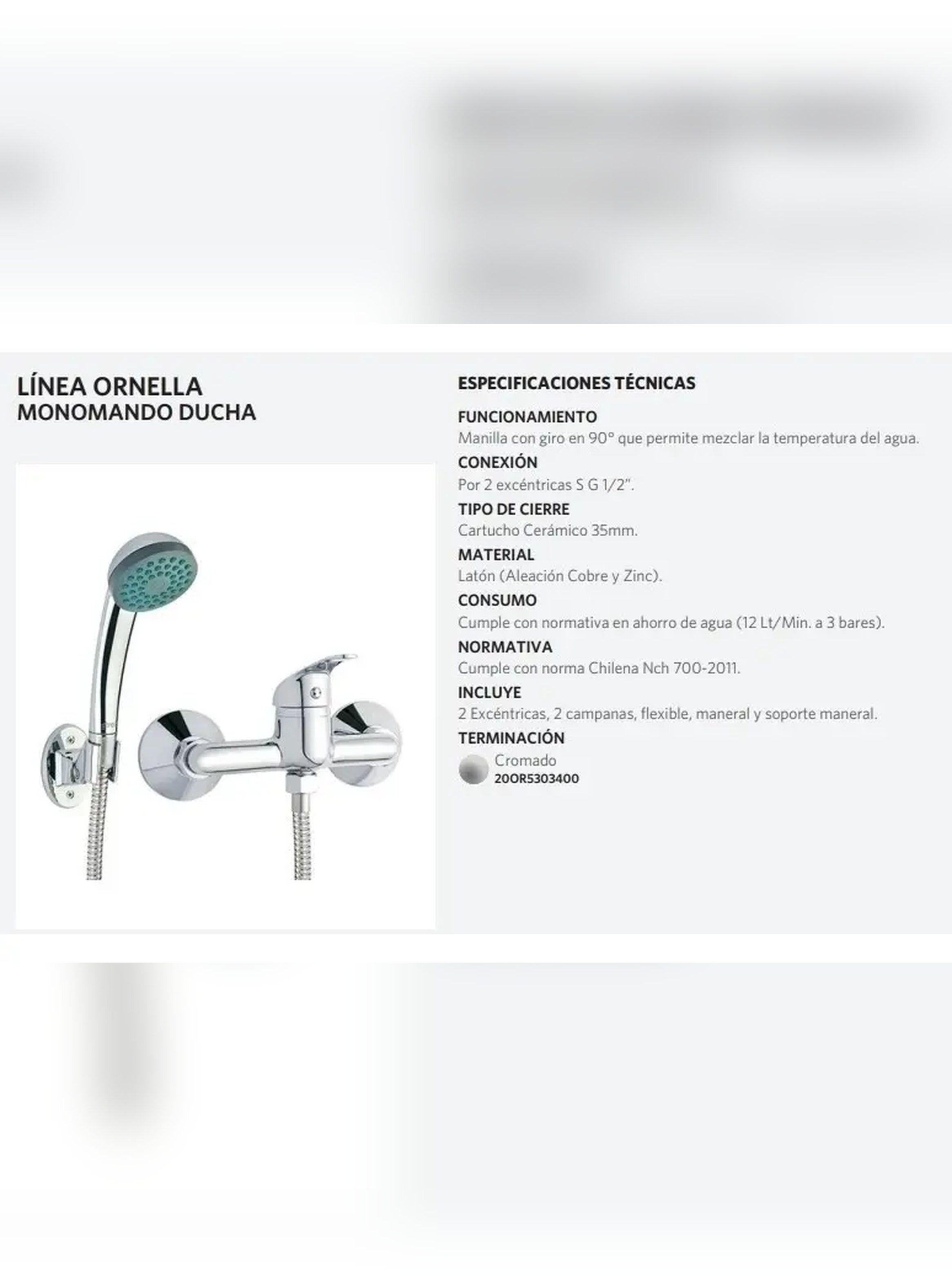 Monomando Llave Grifo Ducha Modelo Ornella Marca Stretto-1
