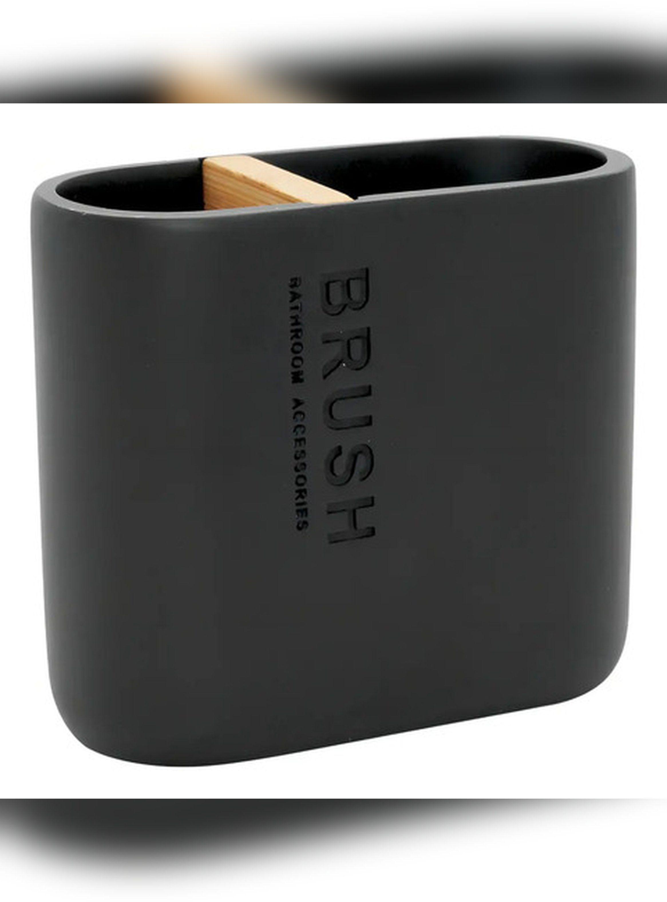 Kit Accesorios De Baño Resina 4 Piezas Stretto Negro Bambu-7