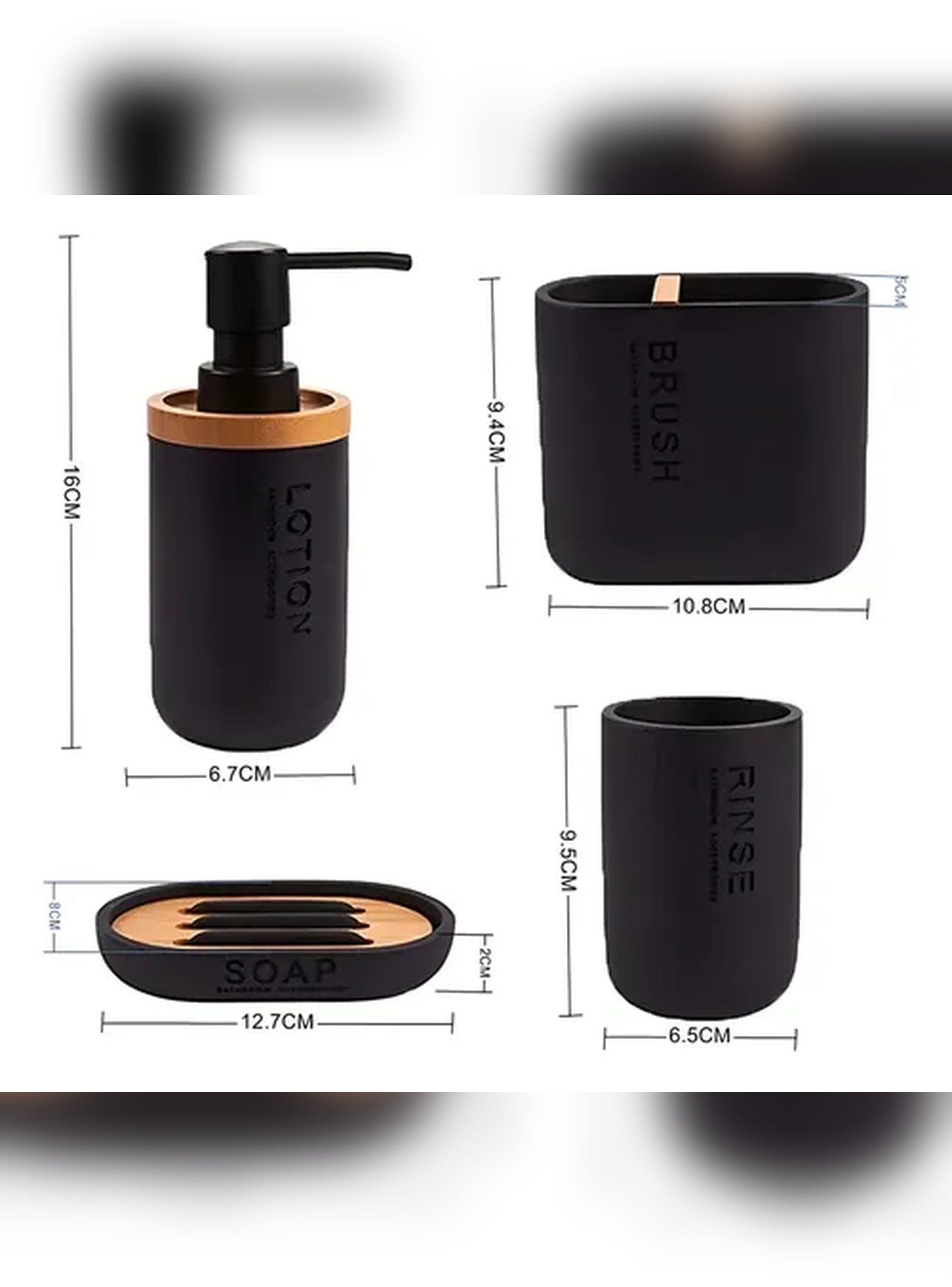 Kit Accesorios De Baño Resina 4 Piezas Stretto Negro Bambu-8