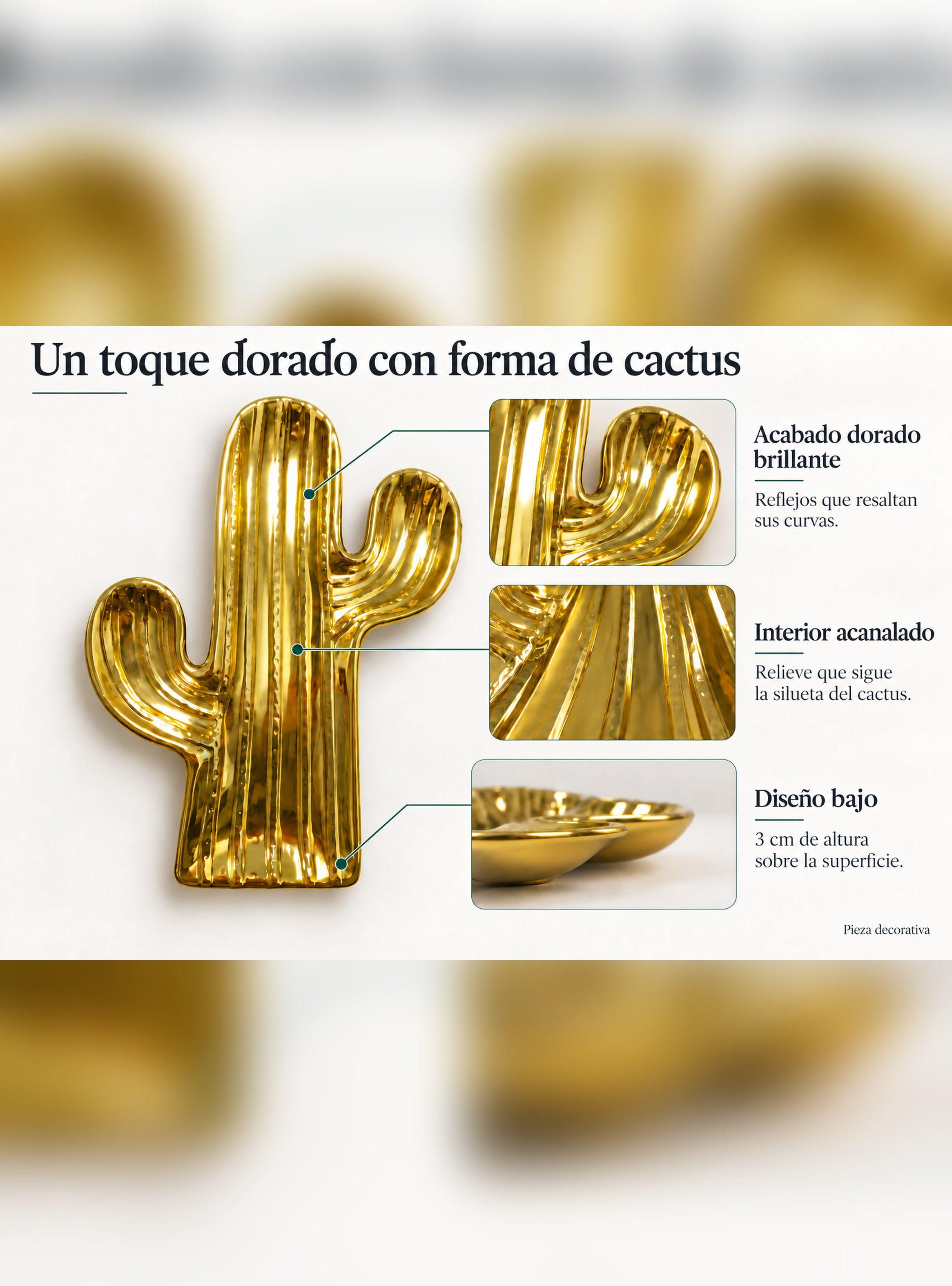 Bandeja Decorativa Cactus de Cerámica Brillante para Joyas-3