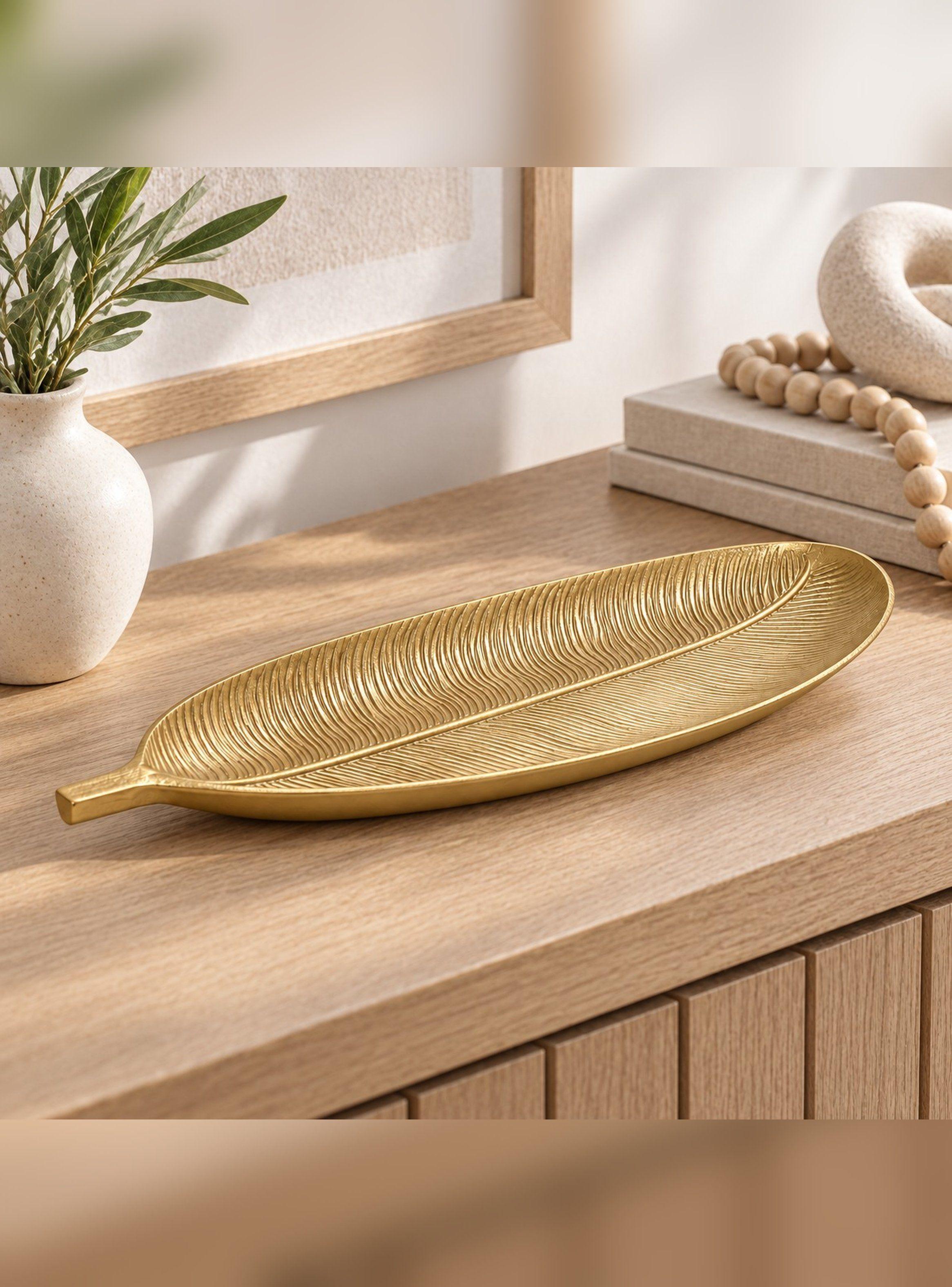 Bandeja Decorativa Forma Hoja Estilo Moderno Organico 40 cm-6