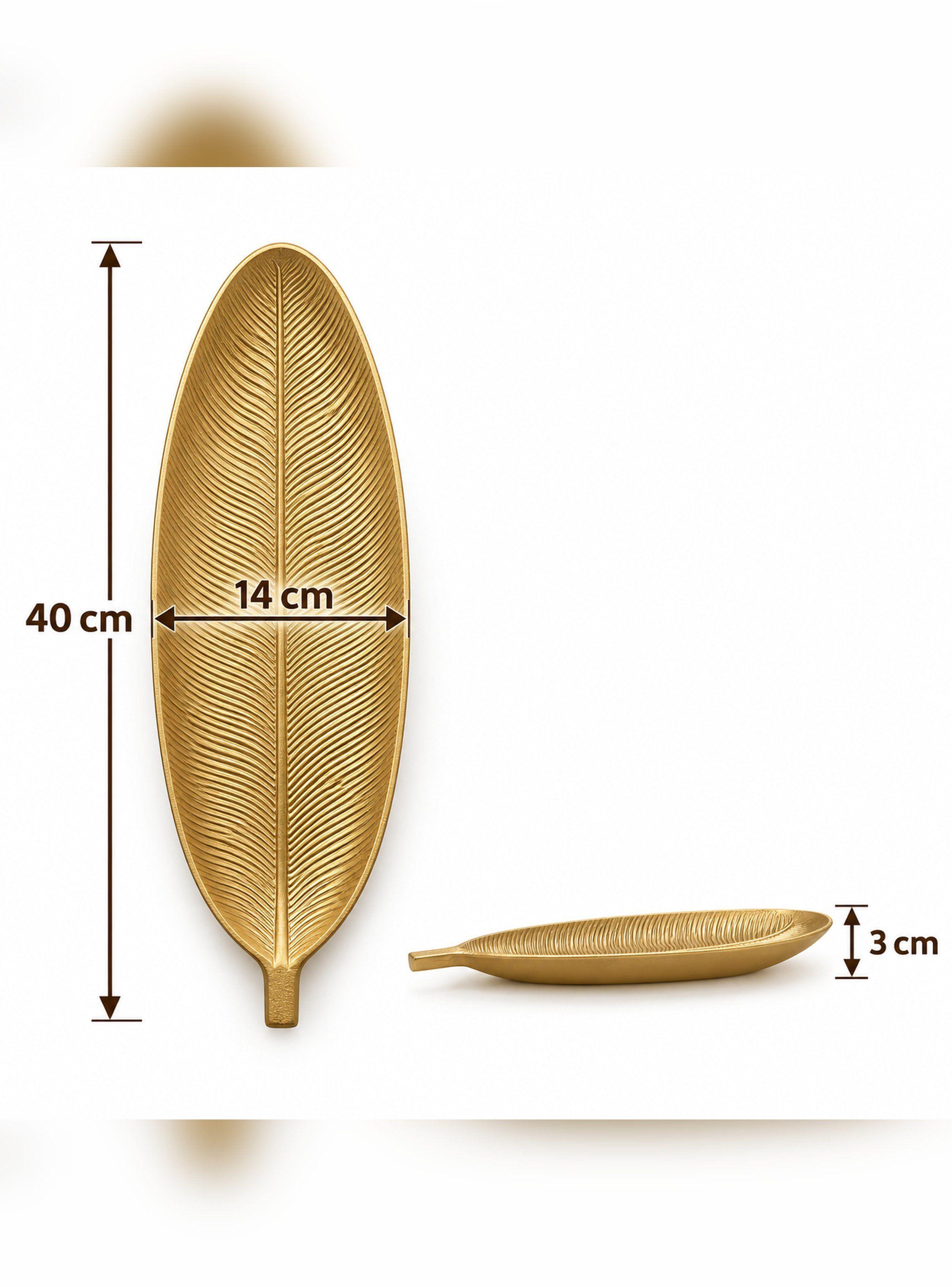Bandeja Decorativa Forma Hoja Estilo Moderno Organico 40 cm-7