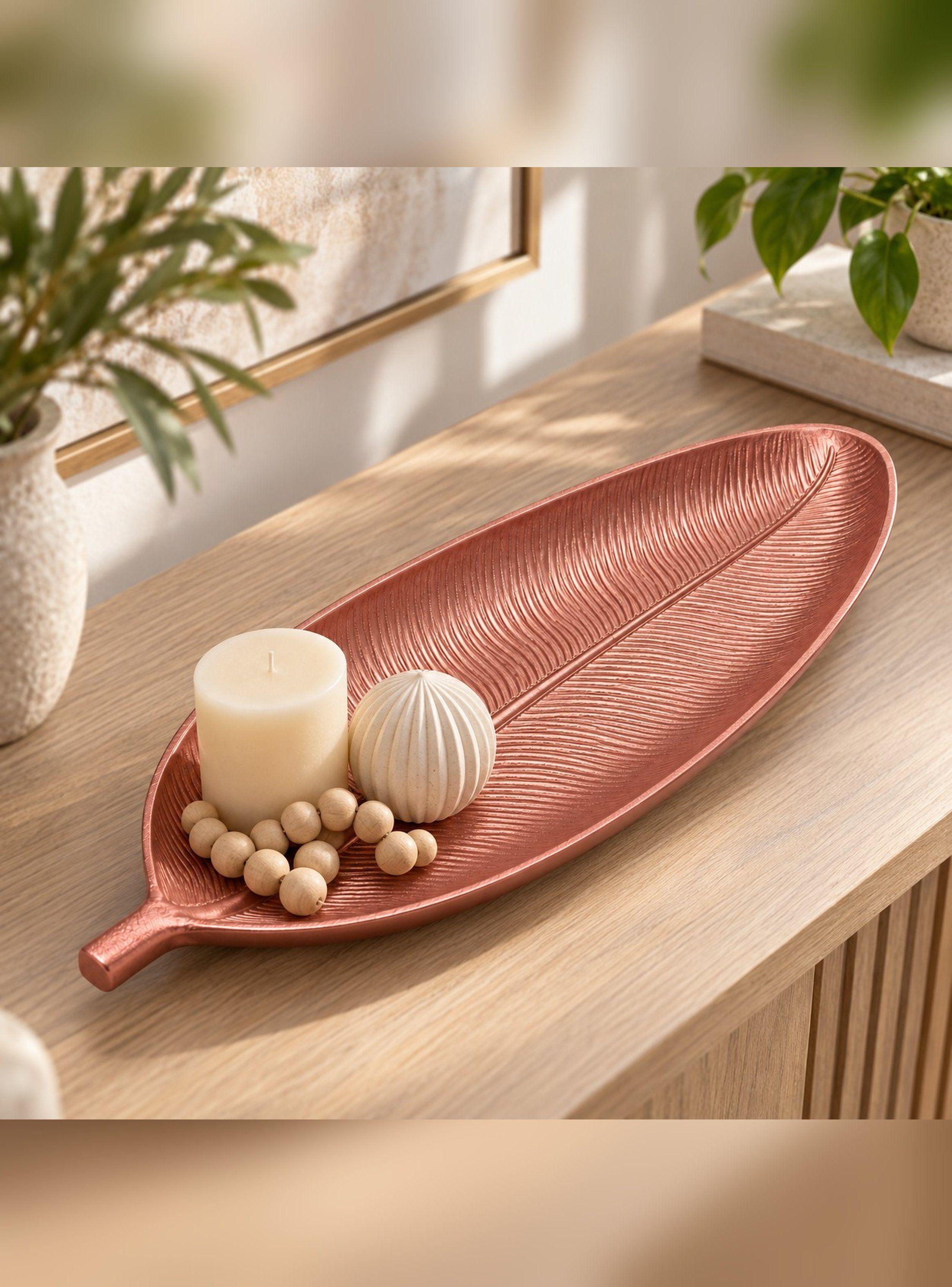 Bandeja Decorativa Forma Hoja Estilo Moderno Organico 40 cm-0