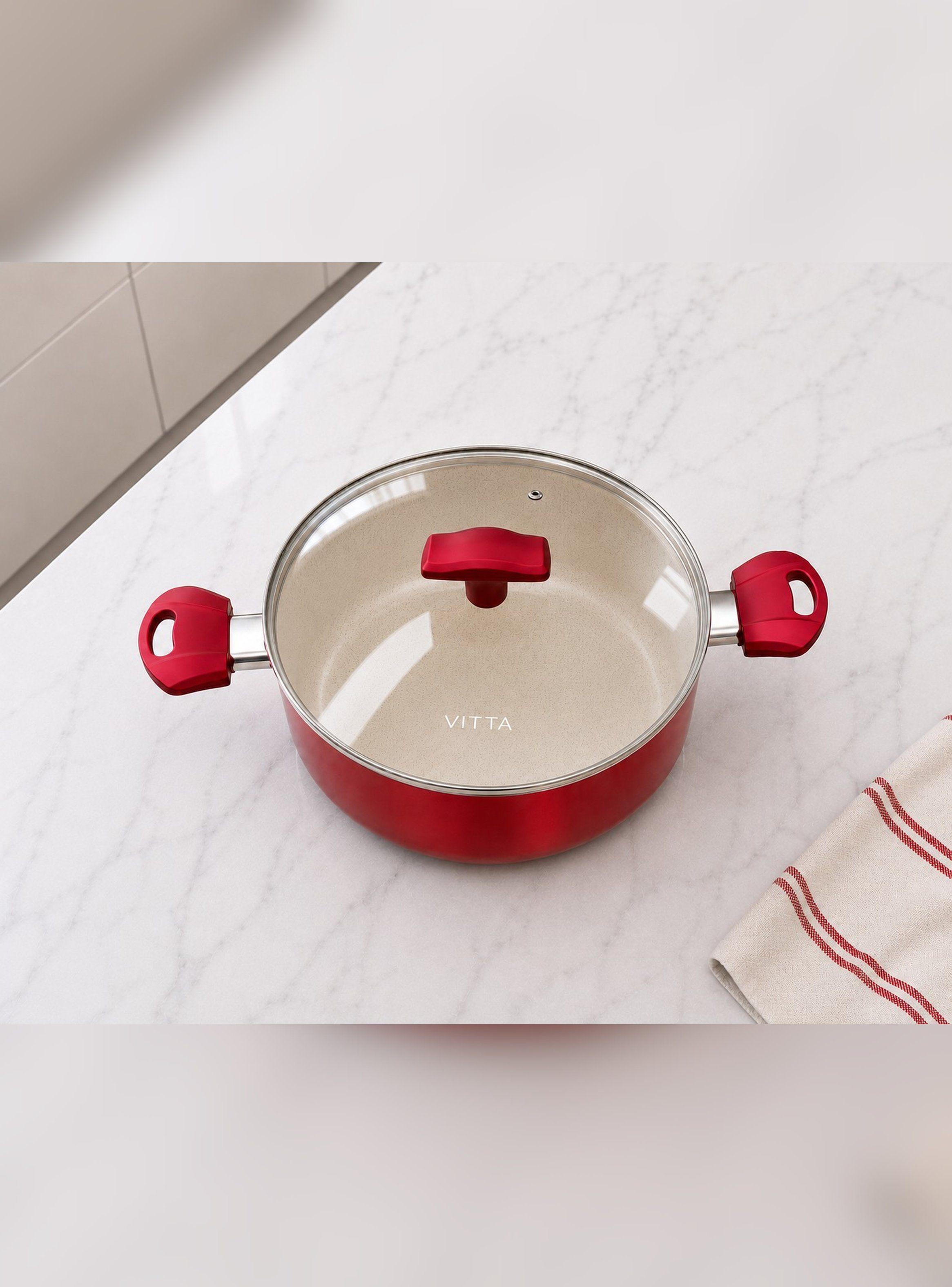 Olla Cacerola antiadherente Aluminio 24 CM 5,4L Rosso Vitta-4