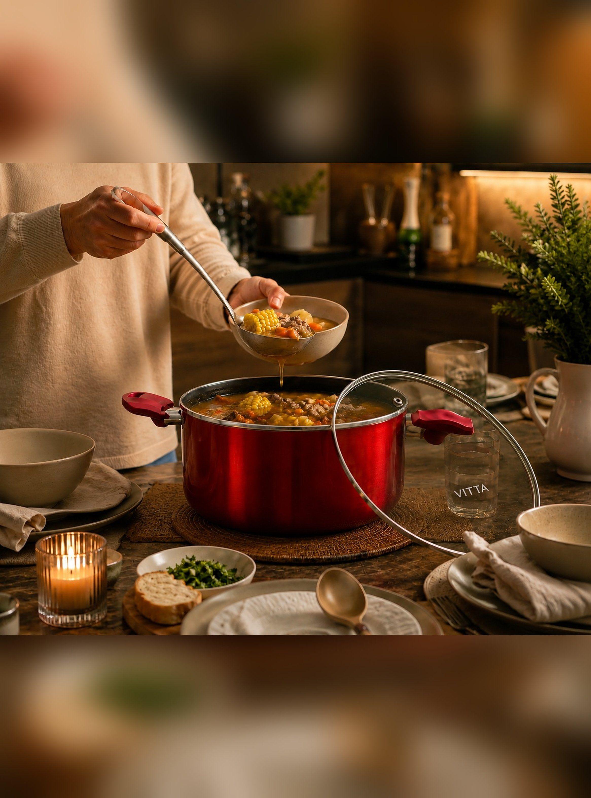 Olla Cacerola antiadherente Aluminio 24 CM 5,4L Rosso Vitta-6
