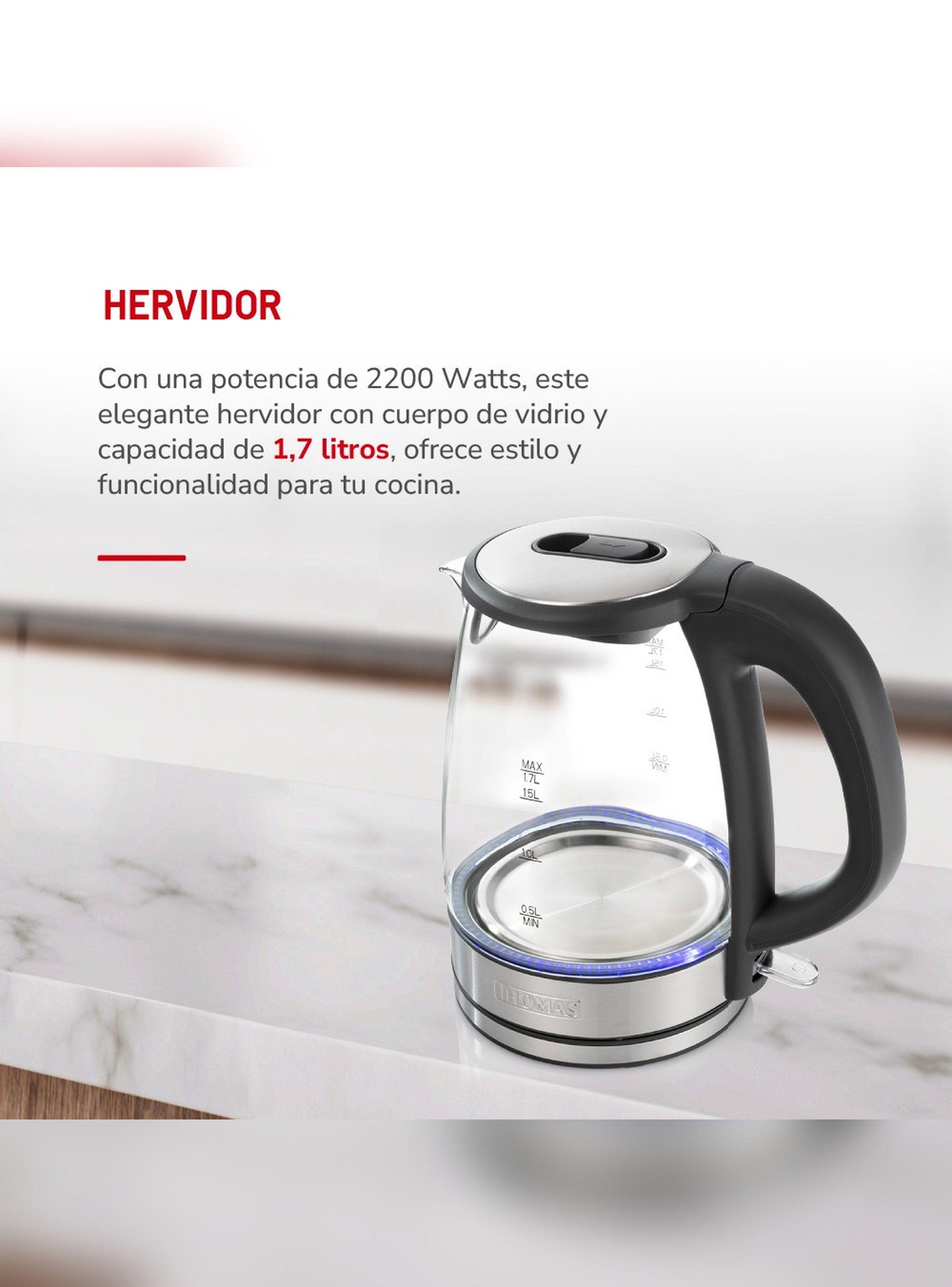 Hervidor Eléctrico Vidrio Thomas TH-4725V 1,7 L 2200W-3