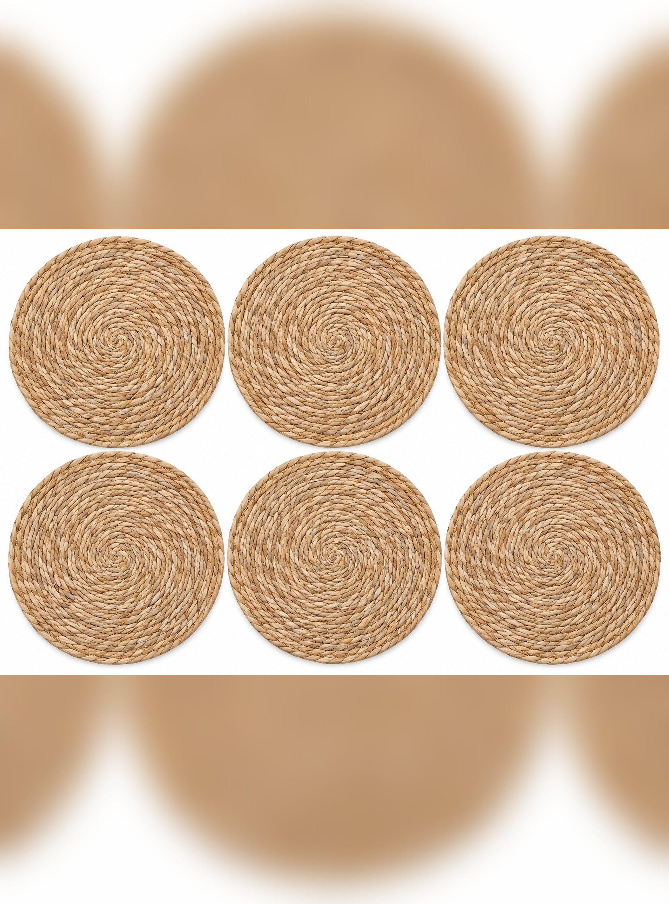 Set 6 Individuales Redondos Fibra Natural 36 cm Beige-0
