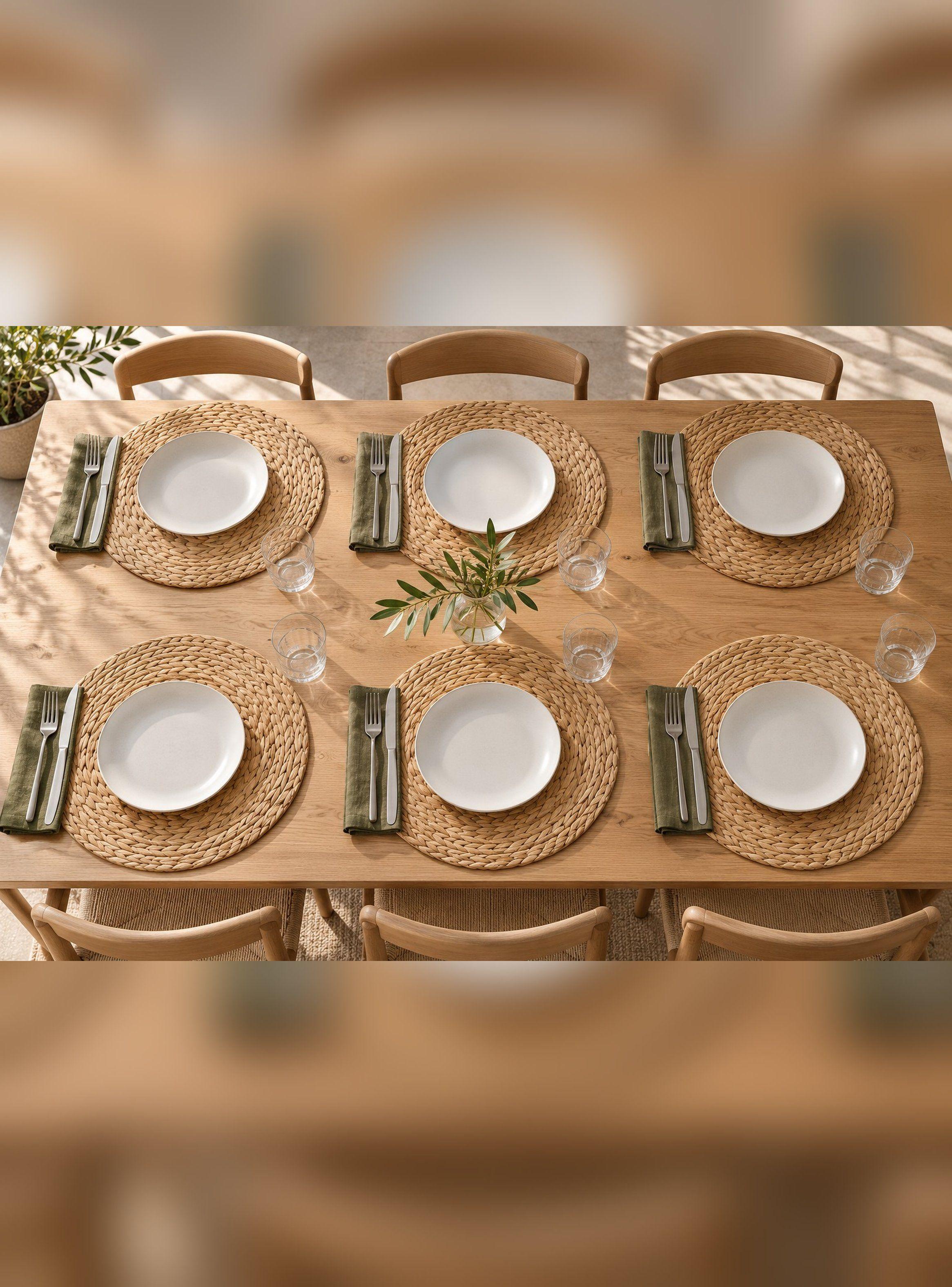 Set 6 Individuales Redondos Fibra Natural 36 cm Beige-1