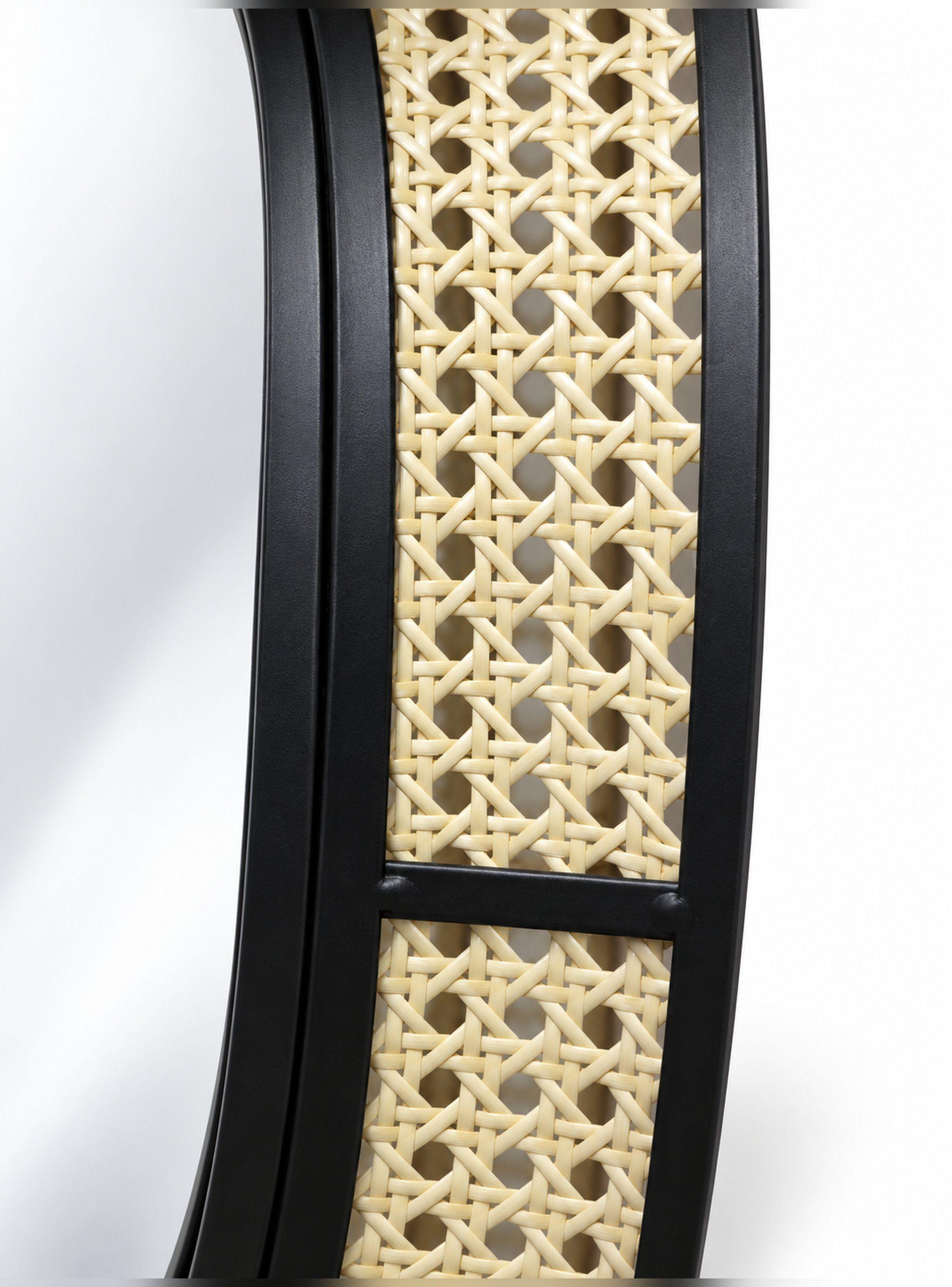 Espejo Circular de Pared Ratán Sintético Metal Negro 45 cm-8