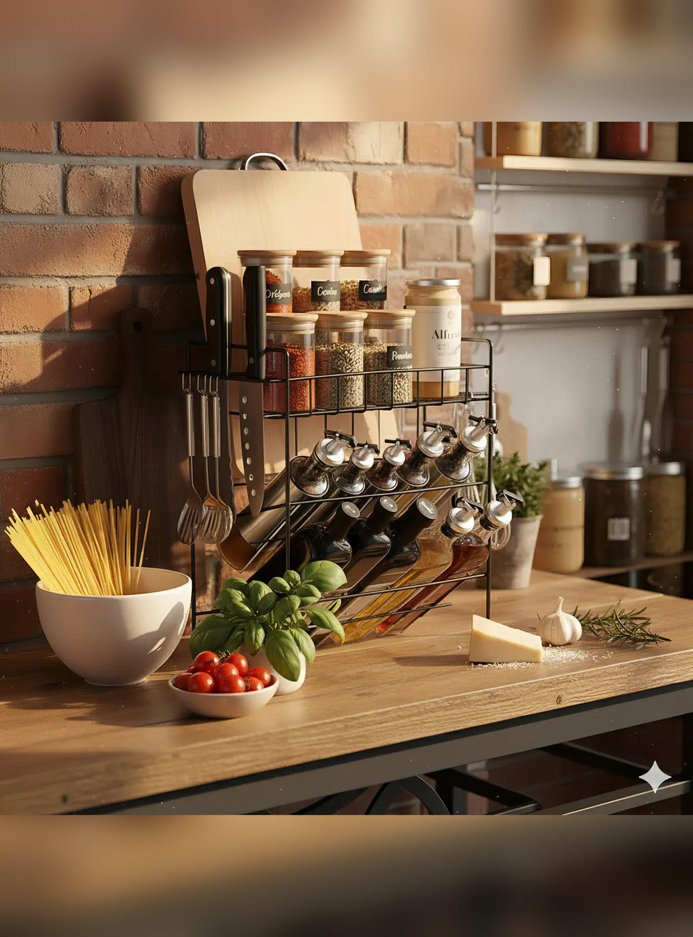 Organizador Rack de Cocina Multifuncional 3 Niveles Negro-6