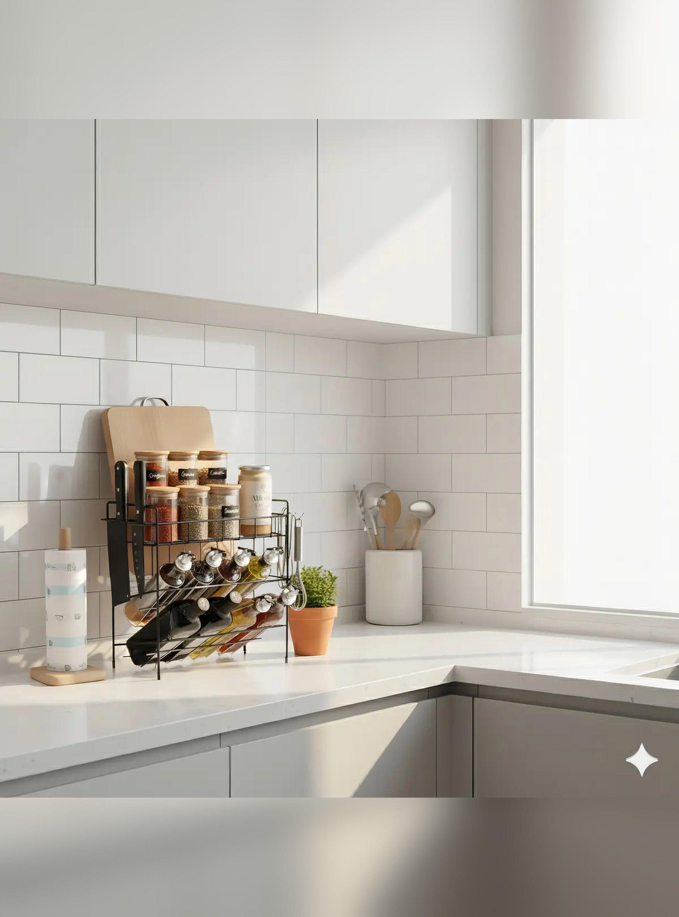 Organizador Rack de Cocina Multifuncional 3 Niveles Negro-8