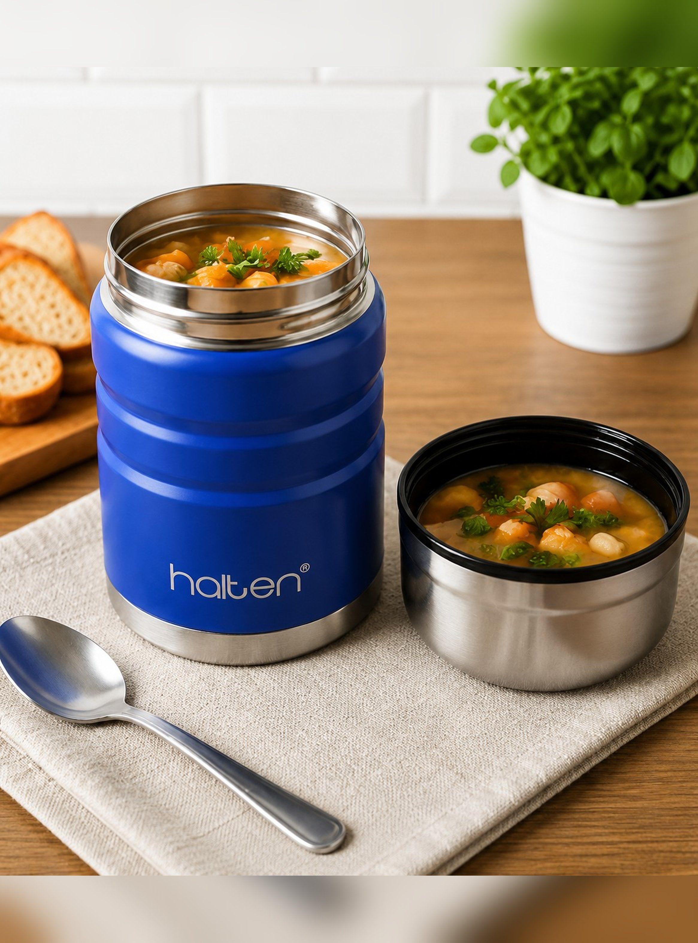 Termo De Comida Acero Inox 750 Ml Marca Halten Color Azul-6