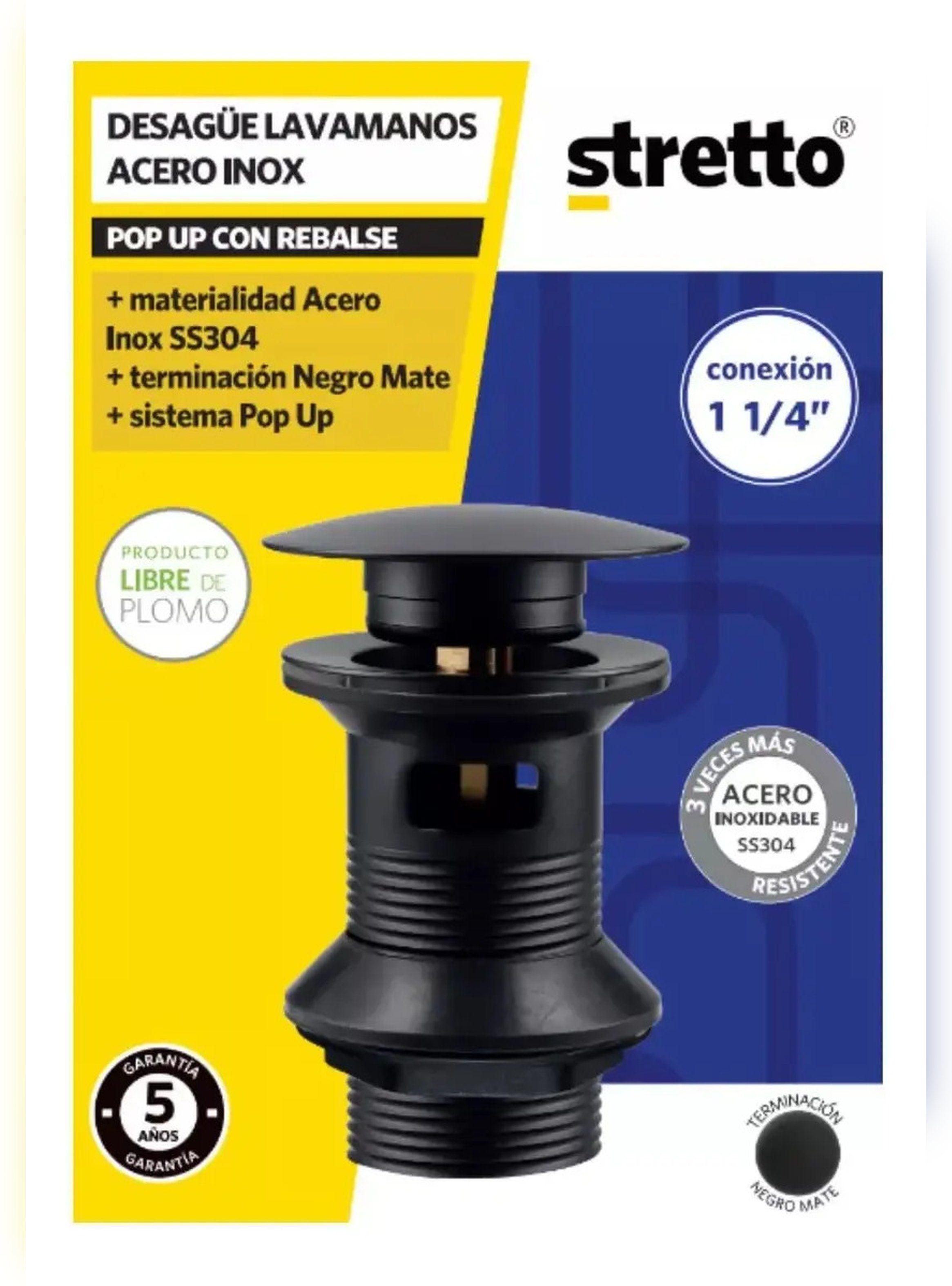Desagüe Lavamanos SS304 Pop UP 1 1/4'' c/Reb s/Cola Stretto -2