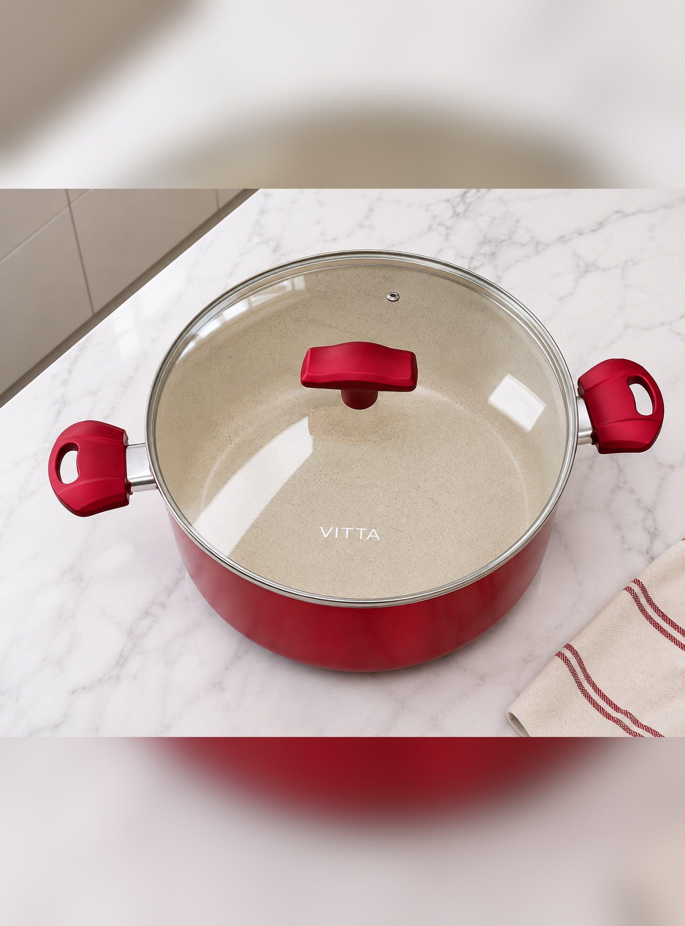 Olla Cacerola 30 CM 10,5L Con Tapa Modelo Rosso Marca Vitta-3