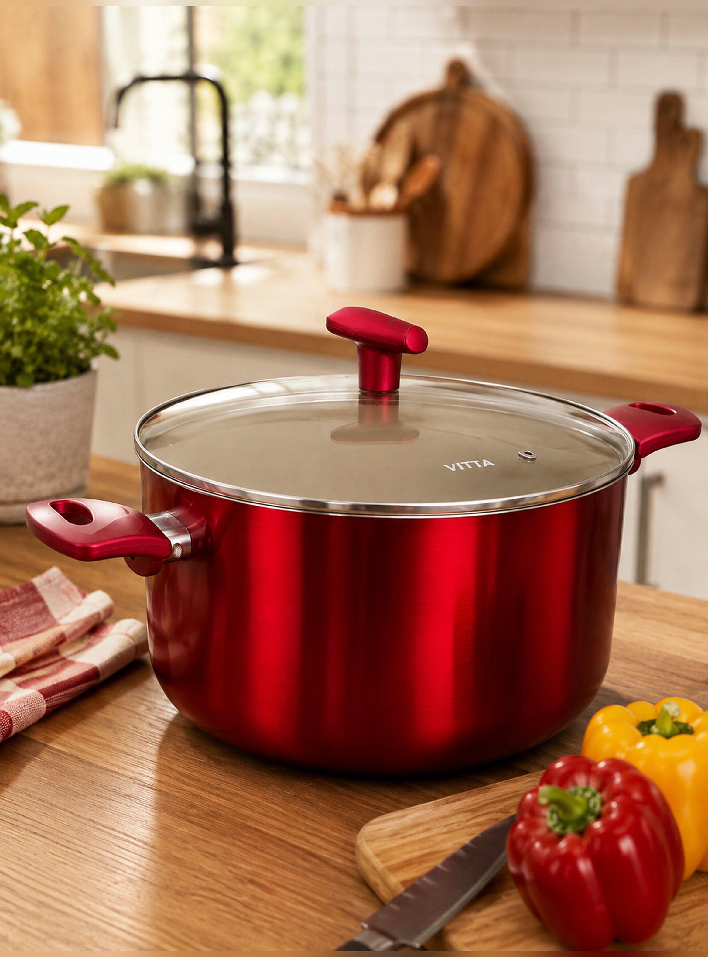 Olla Cacerola 30 CM 10,5L Con Tapa Modelo Rosso Marca Vitta-6