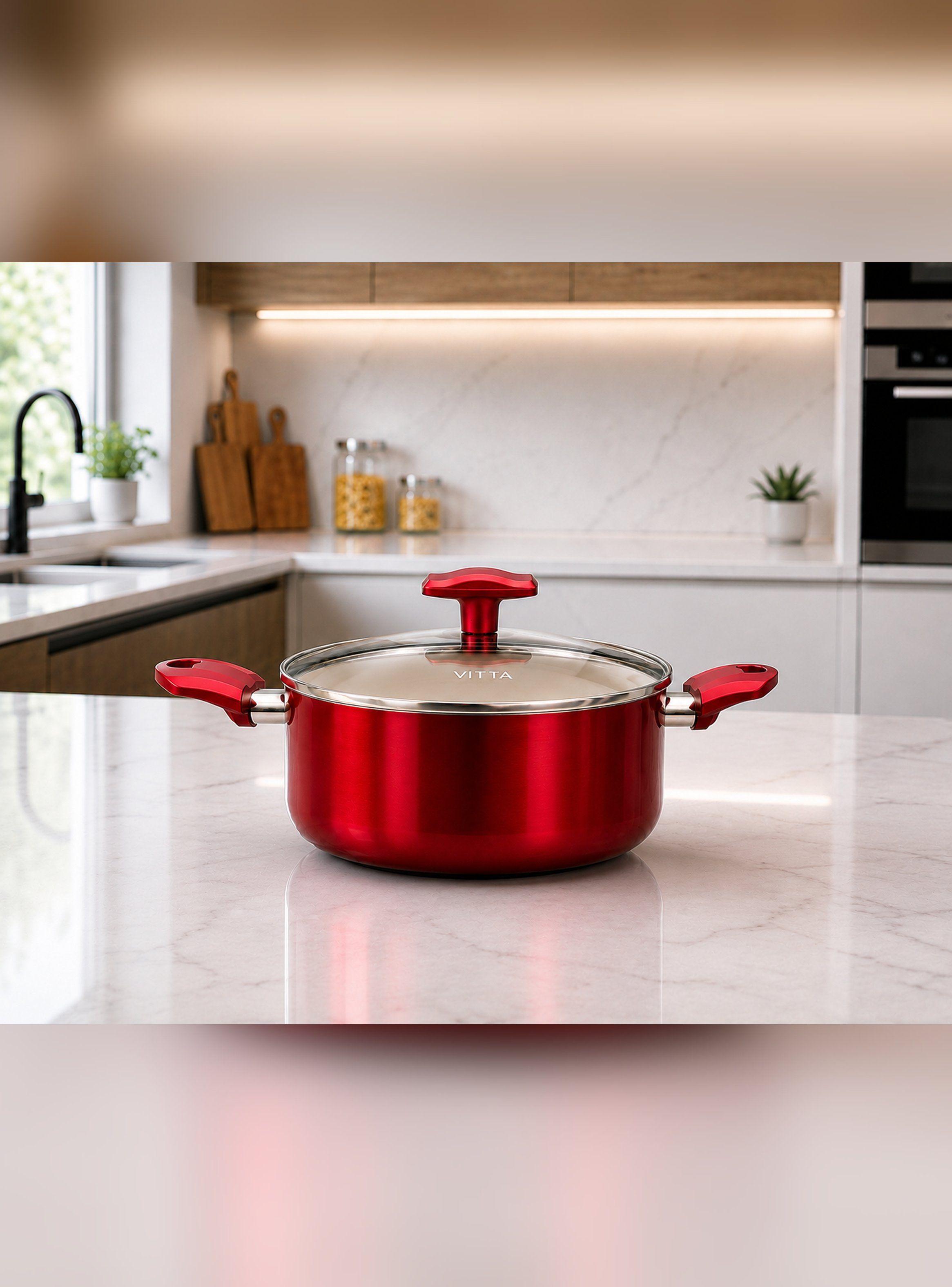 Olla Cacerola antiadherente Aluminio 20 CM 4,8L Rosso Vitta-2