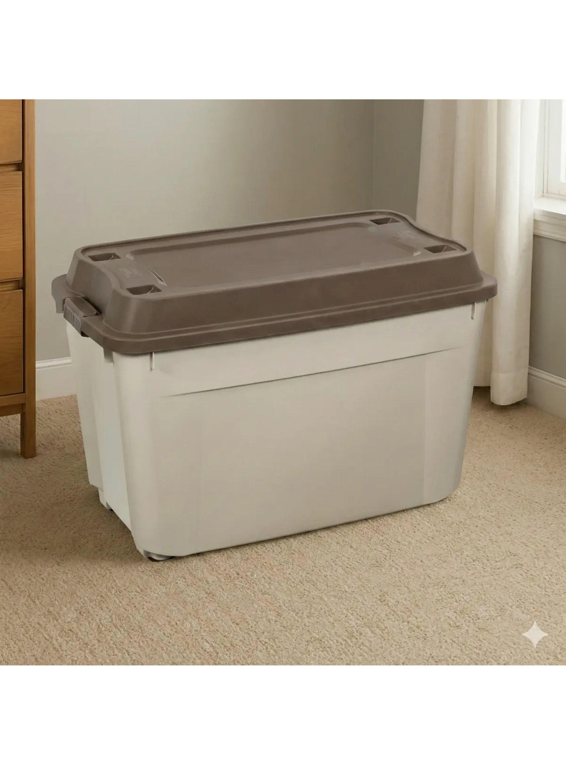 Caja Baul 210 Litros Reyplast  Color Beige tapa Cafe-3