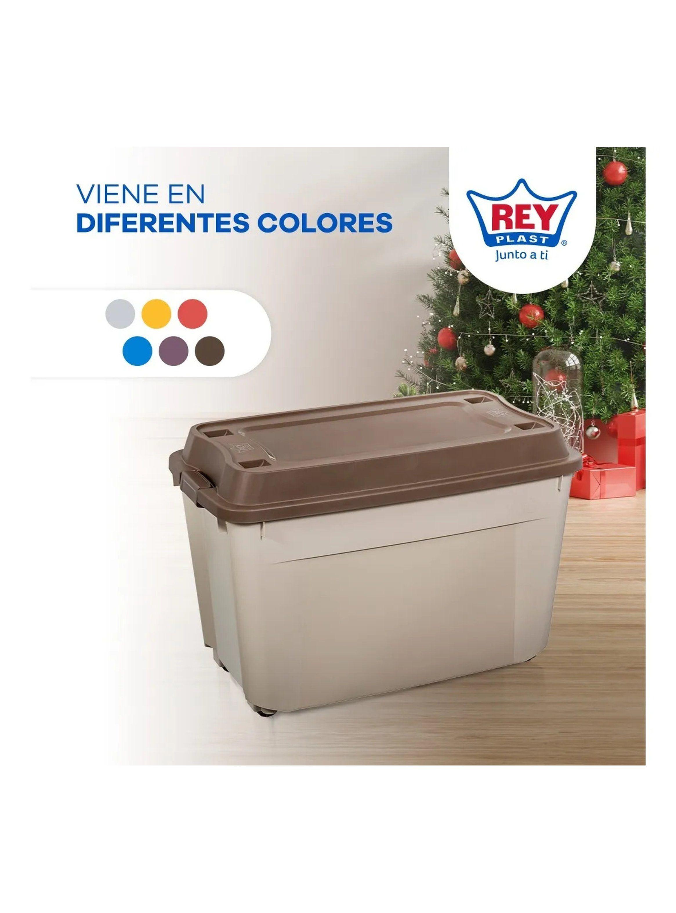 Caja Baul 210 Litros Reyplast  Color Beige tapa Cafe-4