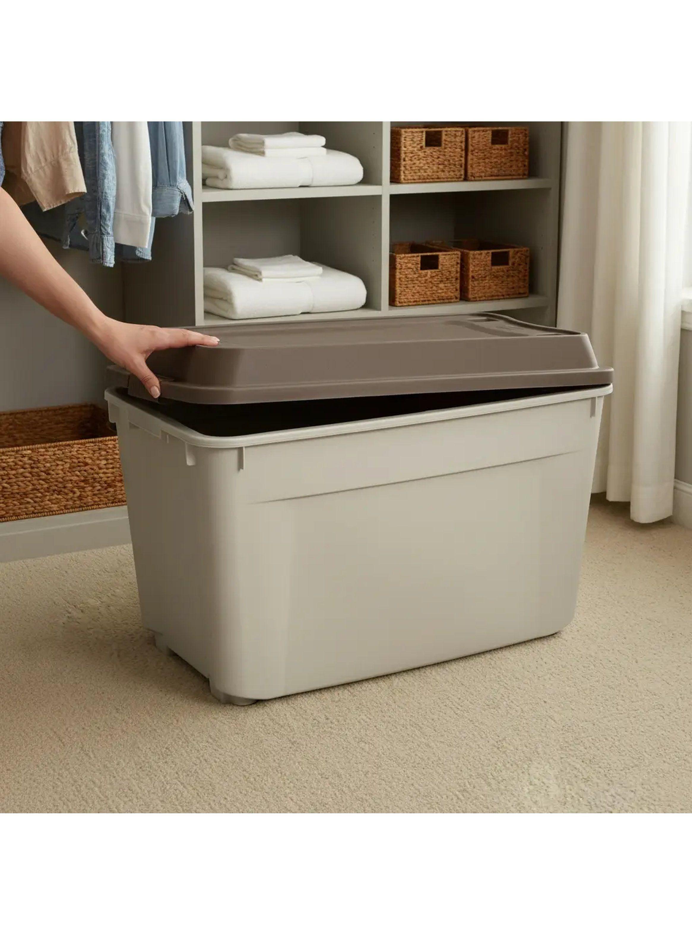 Caja Baul 210 Litros Reyplast  Color Beige tapa Cafe-5