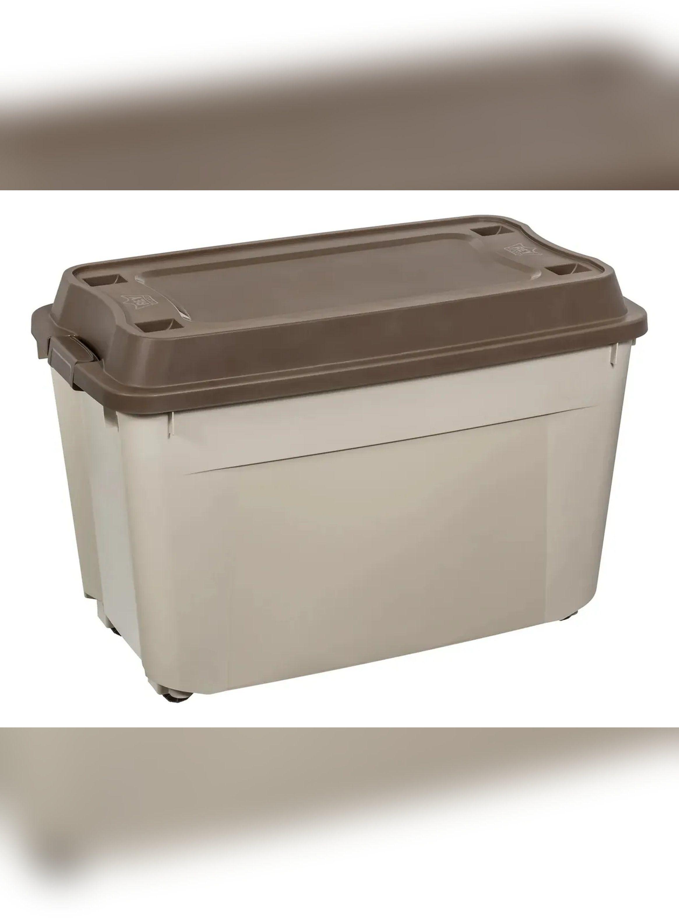 Caja Baul 210 Litros Reyplast  Color Beige tapa Cafe-1
