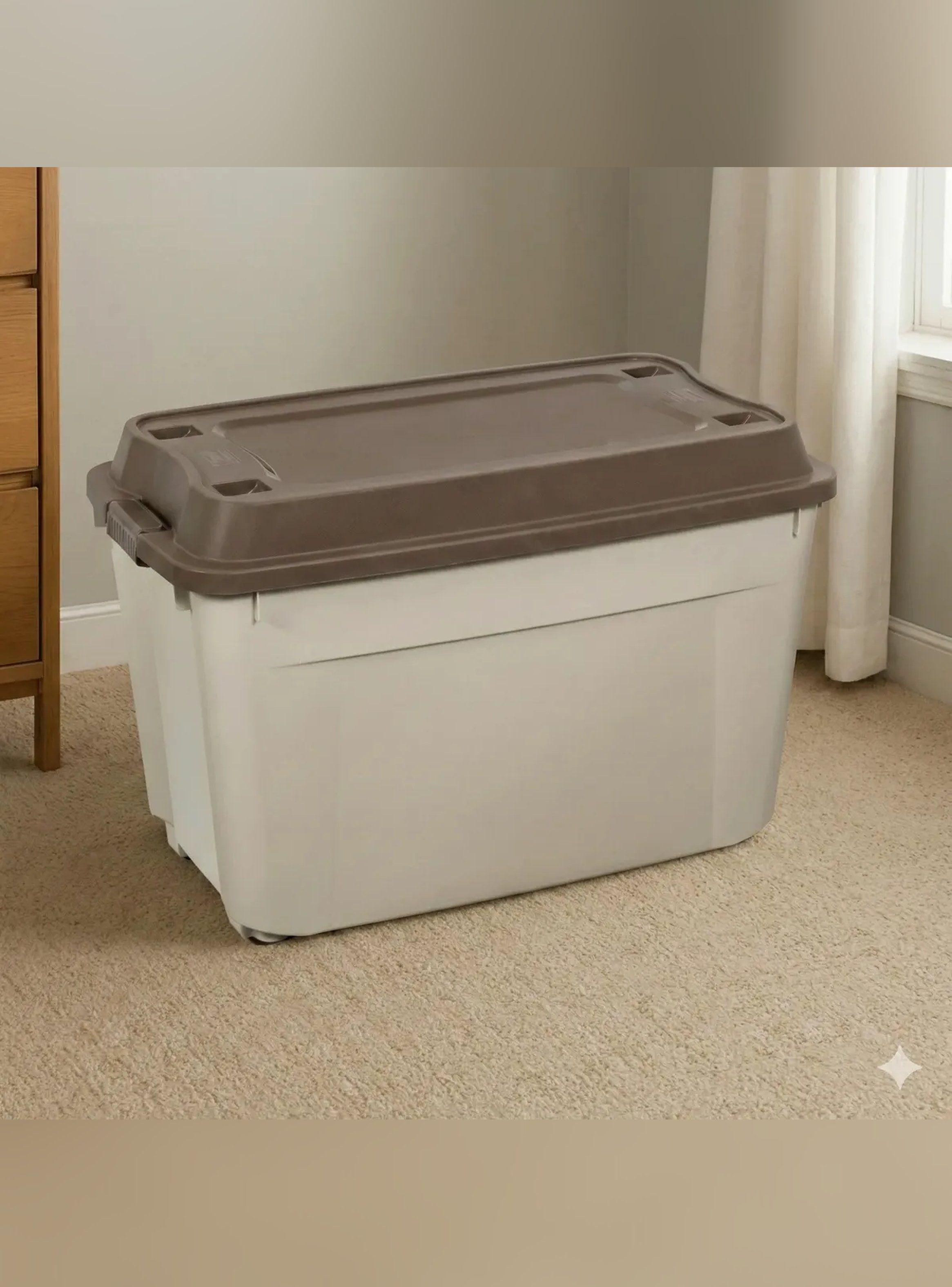 Caja Baul 210 Litros Reyplast  Color Beige tapa Cafe-3