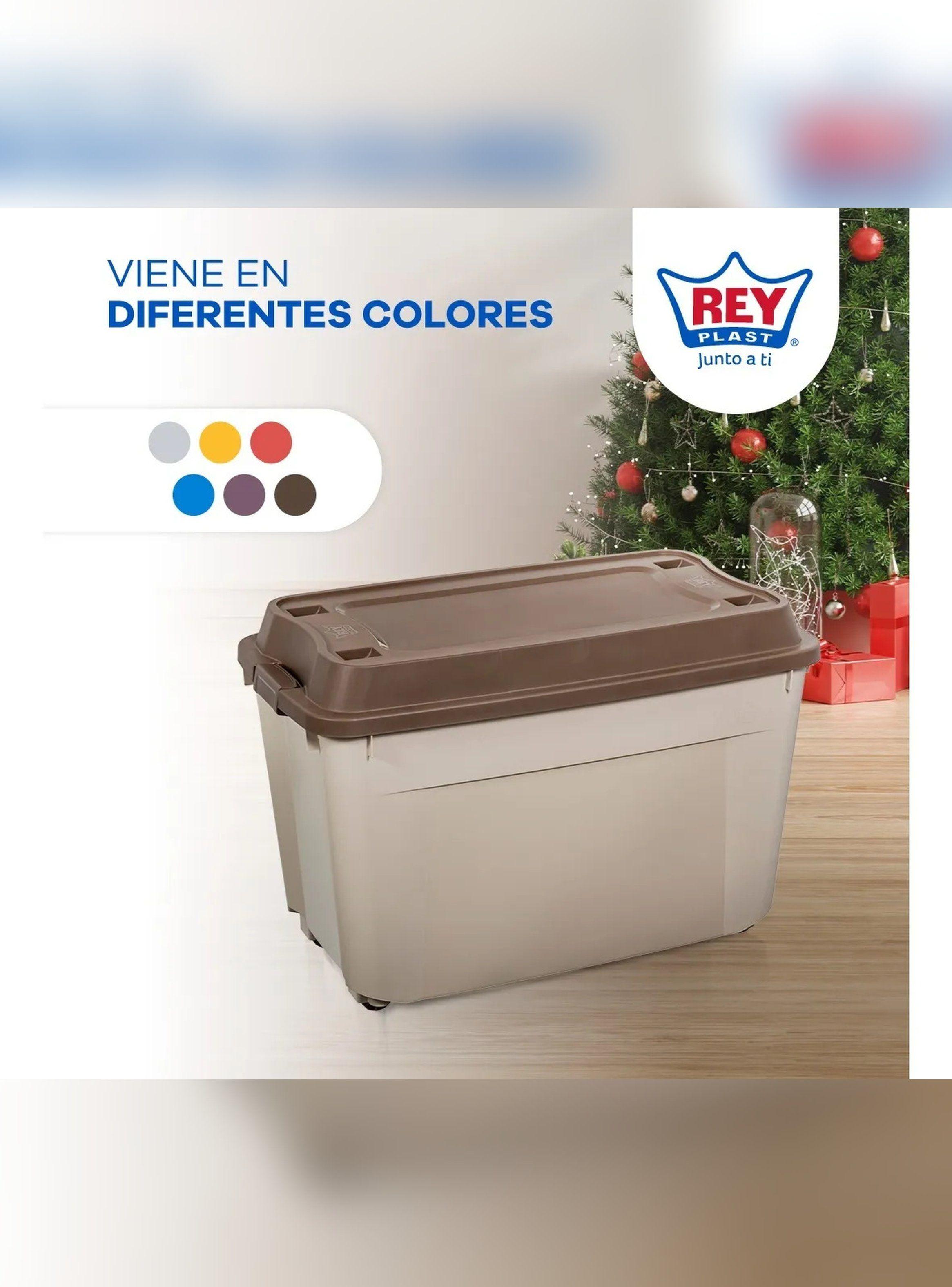 Caja Baul 210 Litros Reyplast  Color Beige tapa Cafe-4