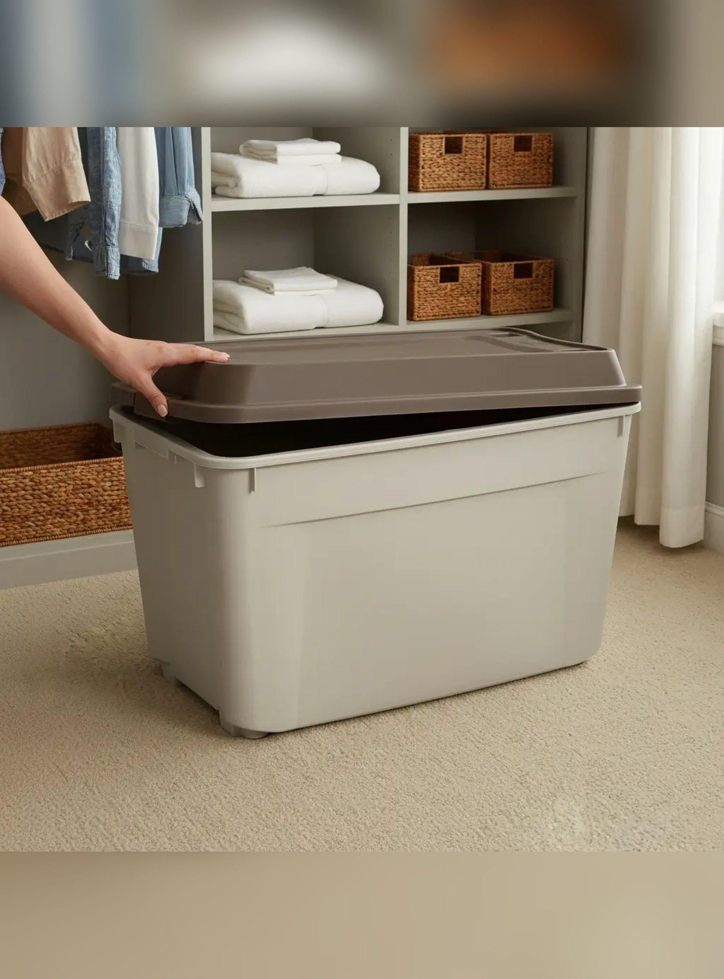 Caja Baul 210 Litros Reyplast  Color Beige tapa Cafe-5
