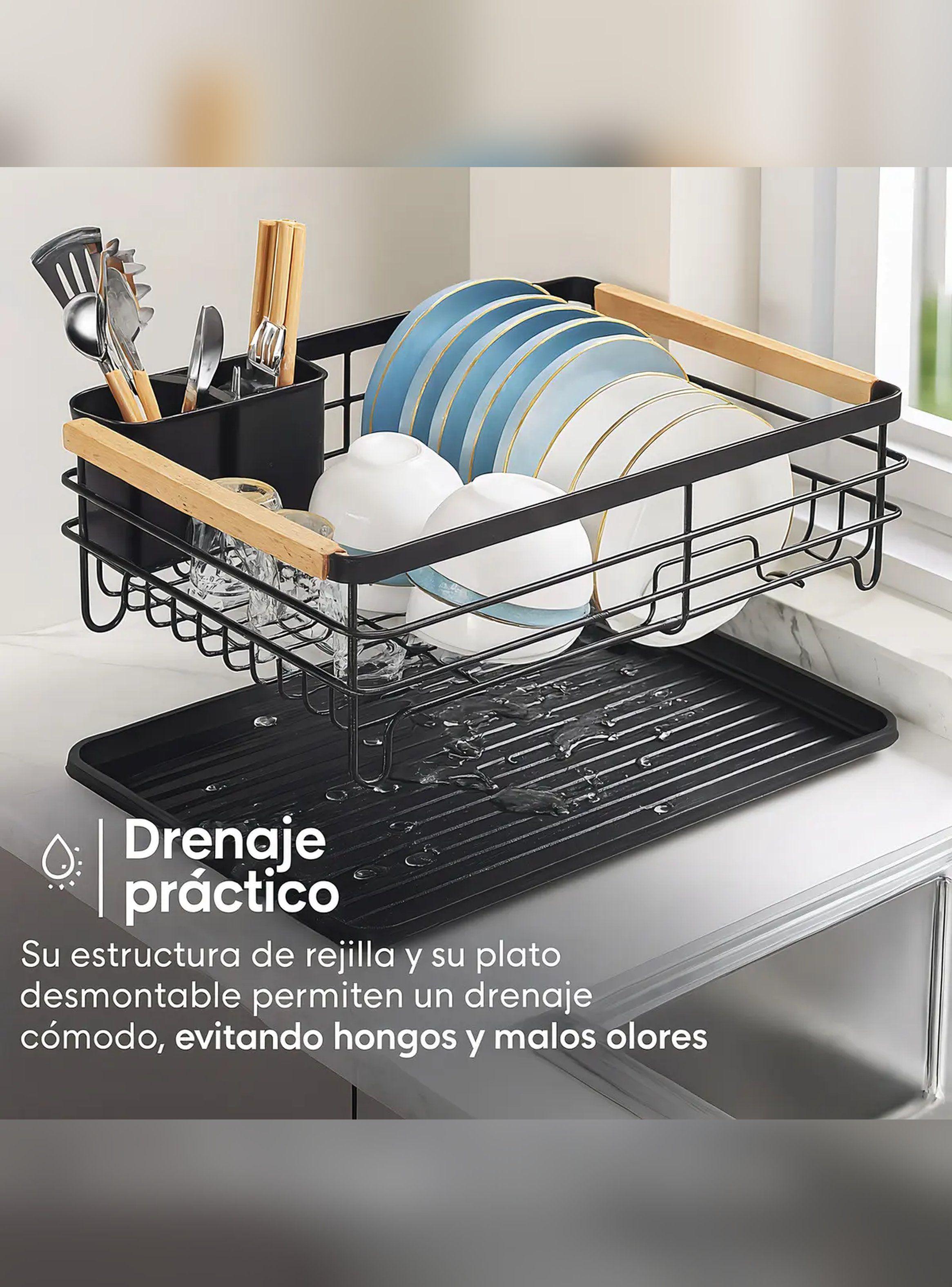 Secaplatos Escurridor Antioxidante De Acero al Carbono Negro-3