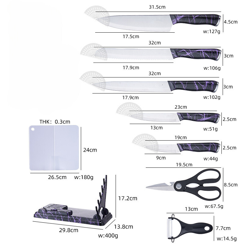 Set De Cuchillos De Cocina 9 Piezas Black Thunder-4