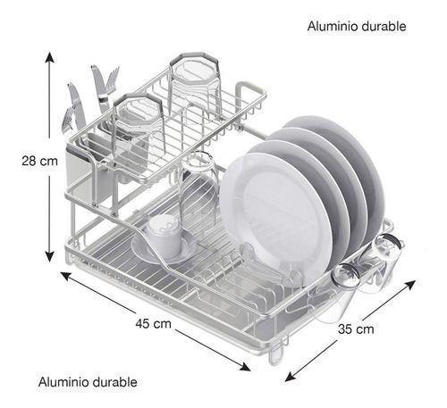 Lujoso Secaplatos De Aluminio Antioxidante 2 Niveles-3