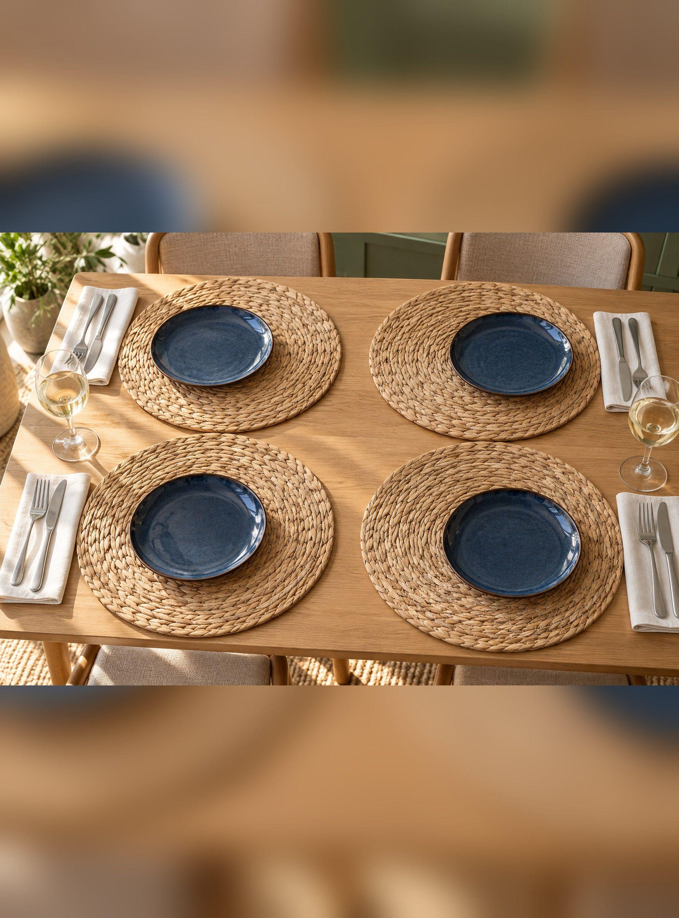 Set 4 Individuales Redondos Fibra Natural 36 cm Beige-1